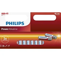 Best Philips POWER ALKALINE AAA BATTERI 12 STK/PAK