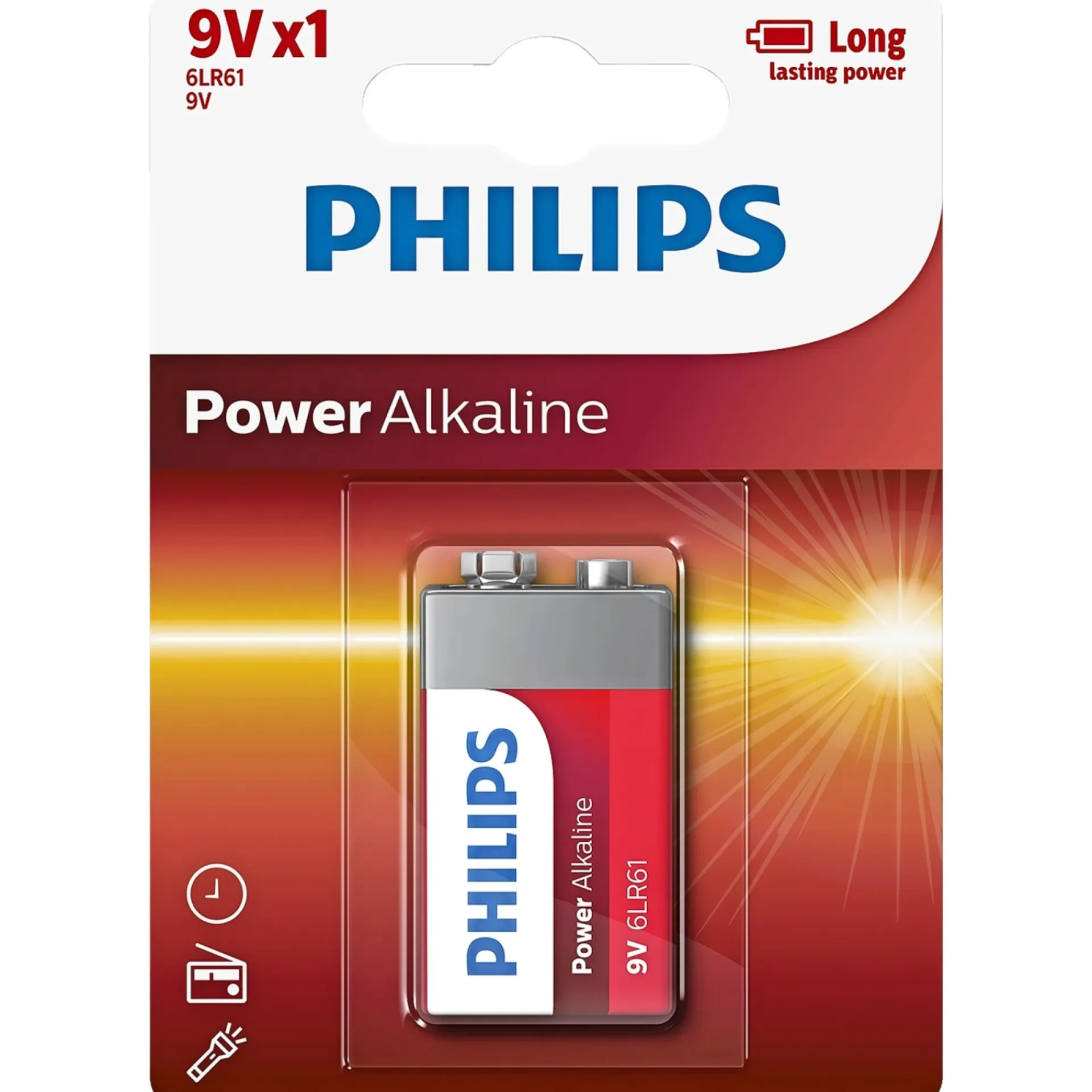 Philips POWER ALKALINE 9V BATTERI 1 STK/PAK