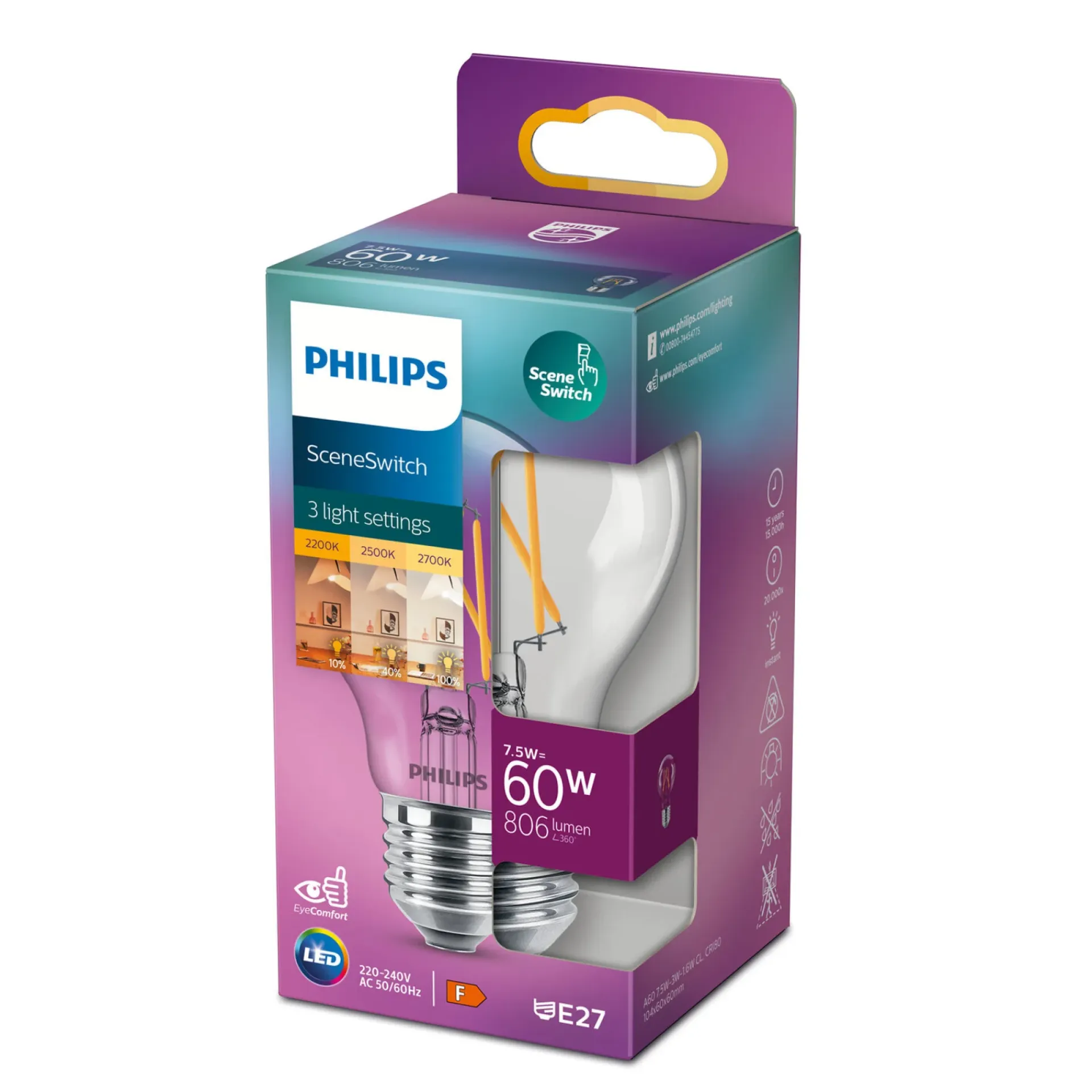 Discount Philips SCENESWITCH LED PÆRE STANDARD E27 8W