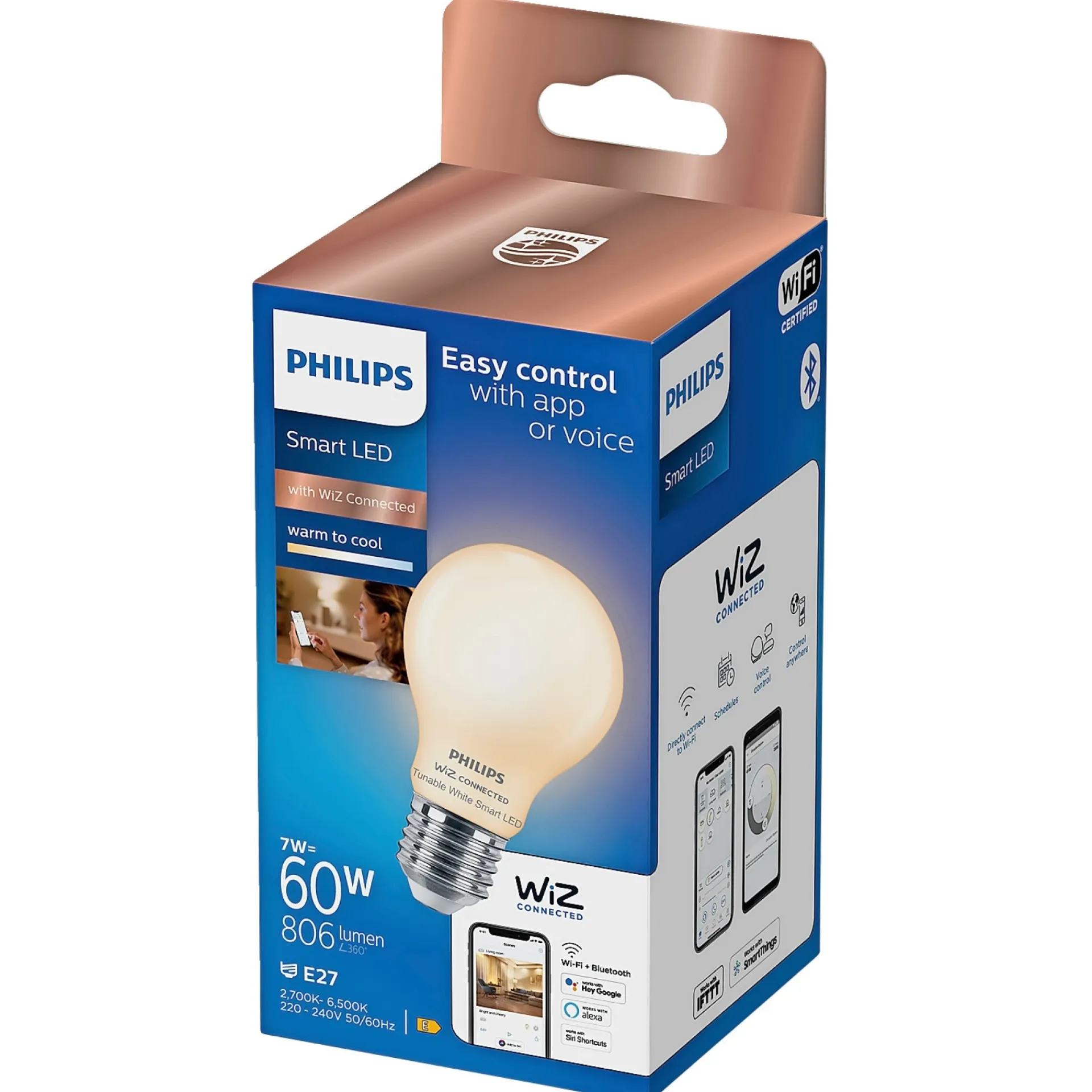 Best Philips Smart TUNABLE WHITE TUNABLE WHITE LED PÆRE E27 STANDARD 7W