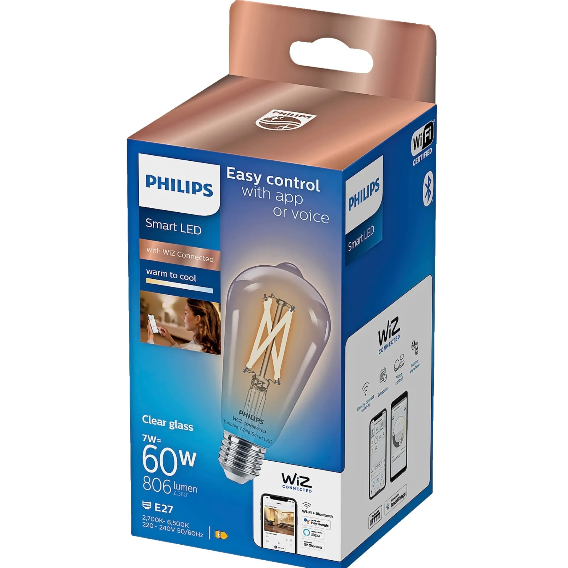 Philips Smart TUNABLE WHITE LED PÆRE E27 DEKO 7W