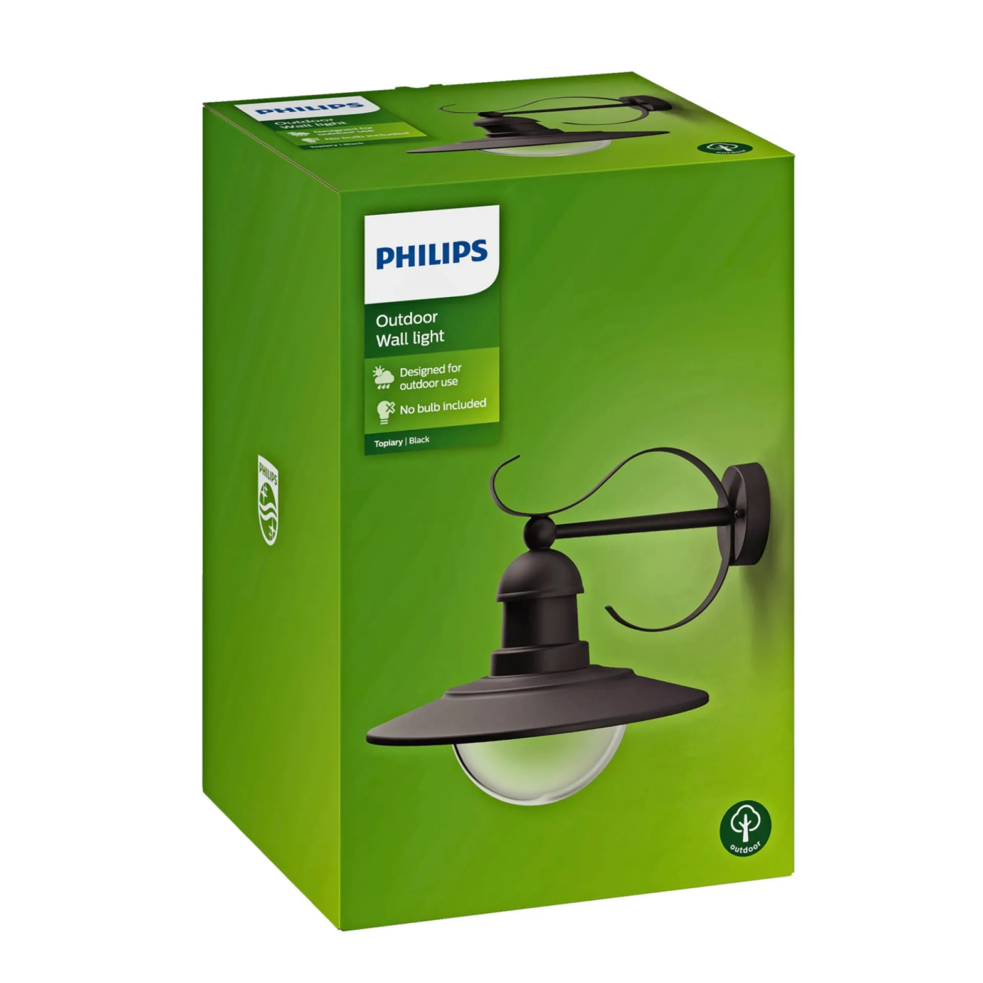 Best Philips TOPIARY UDENDØRS VÆGLAMPE SORT 60W