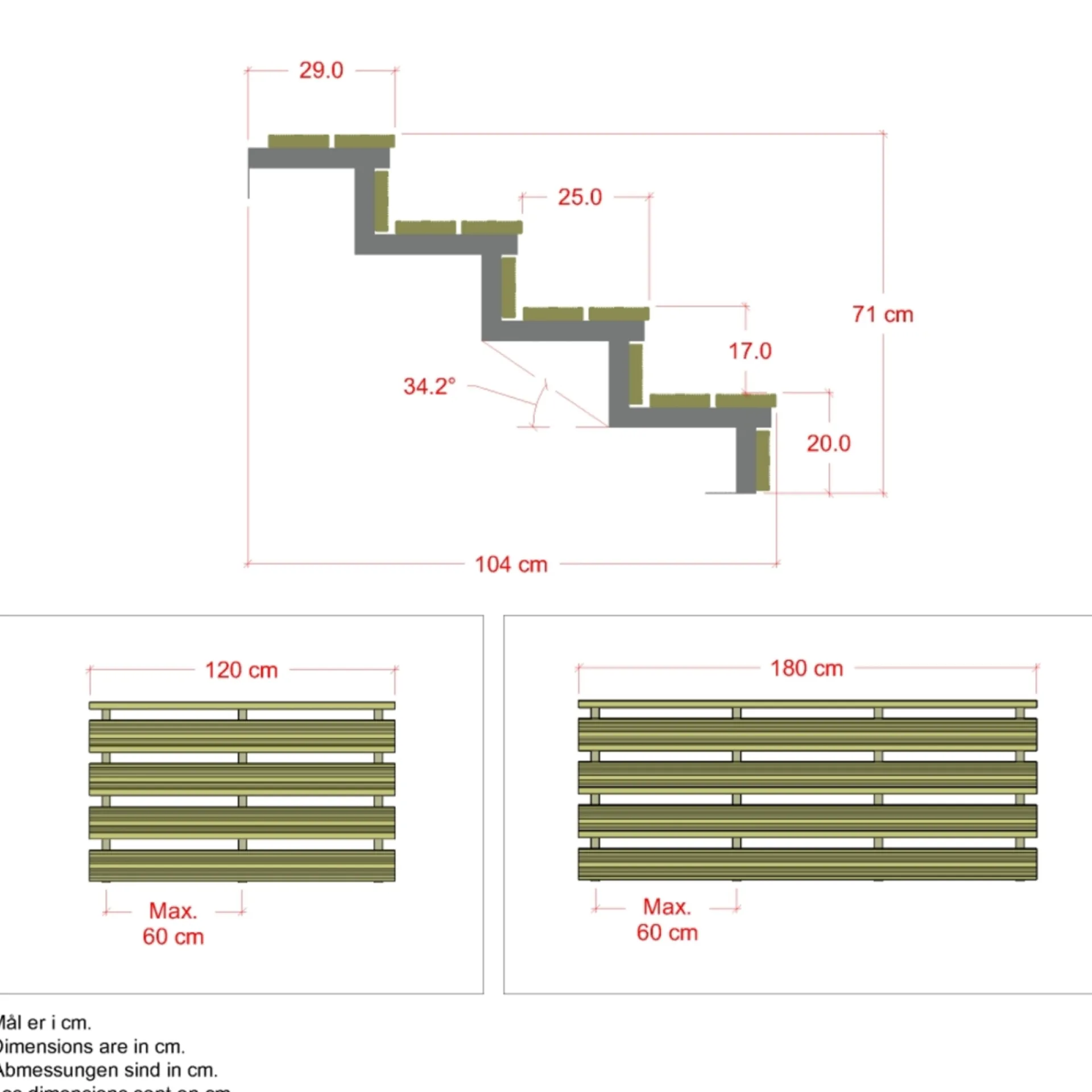 Sale Plus 4 TRIN TERRASSETRAPPE 1800 X 710 MM