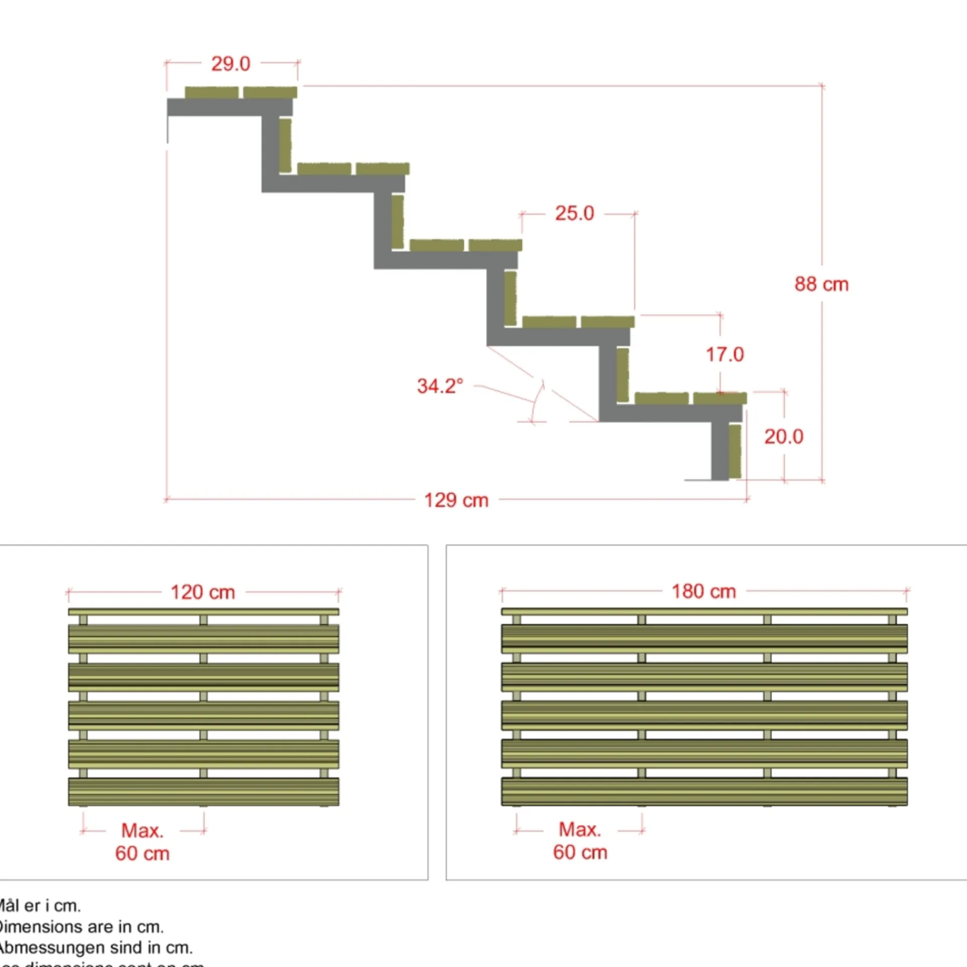 Sale Plus 5 TRIN TERRASSETRAPPE 1200 X 880 MM