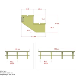 Plus 2 TRIN TERRASSETRAPPE 1200 X 370 MM