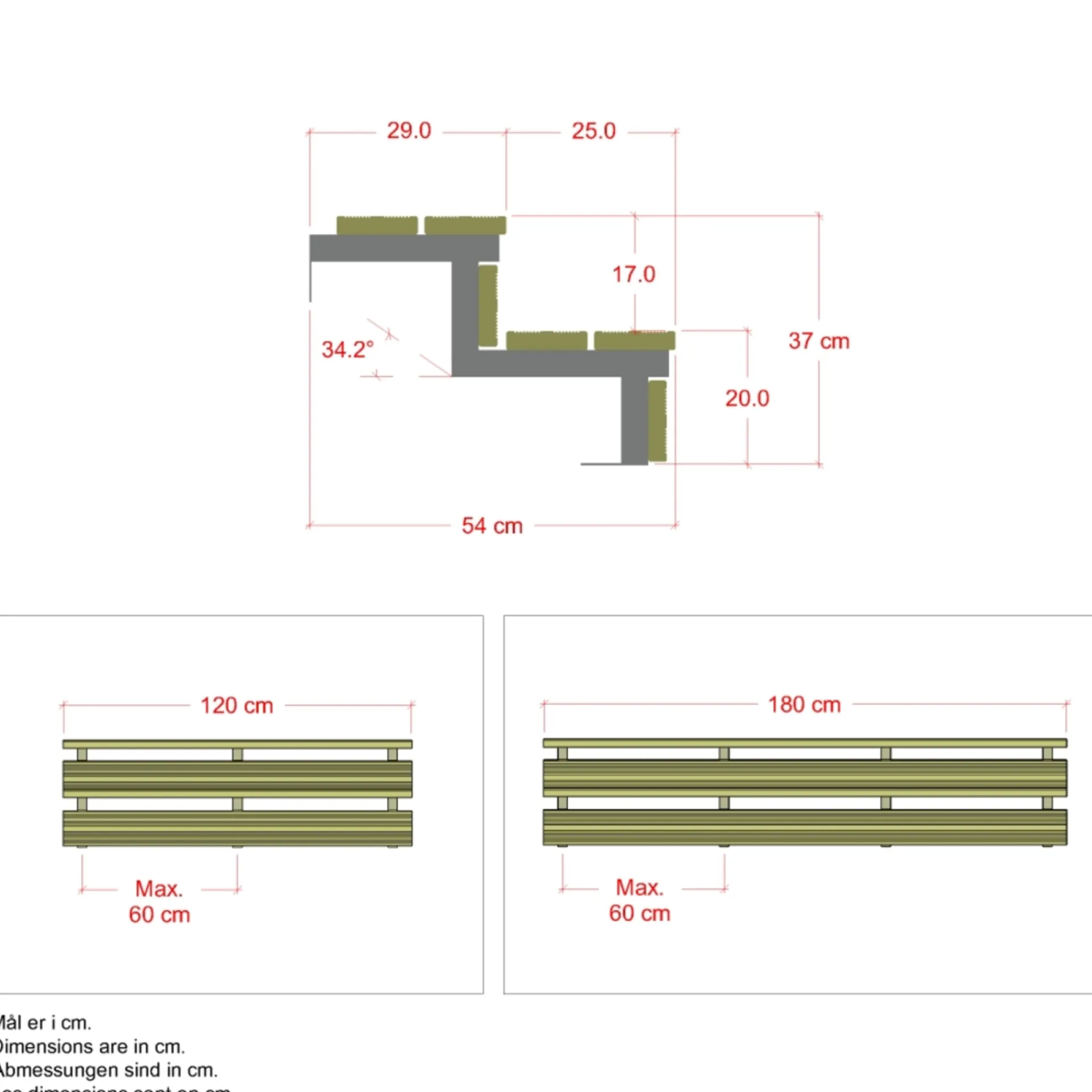 New Plus 2 TRIN TERRASSETRAPPE 1800 X 370 MM