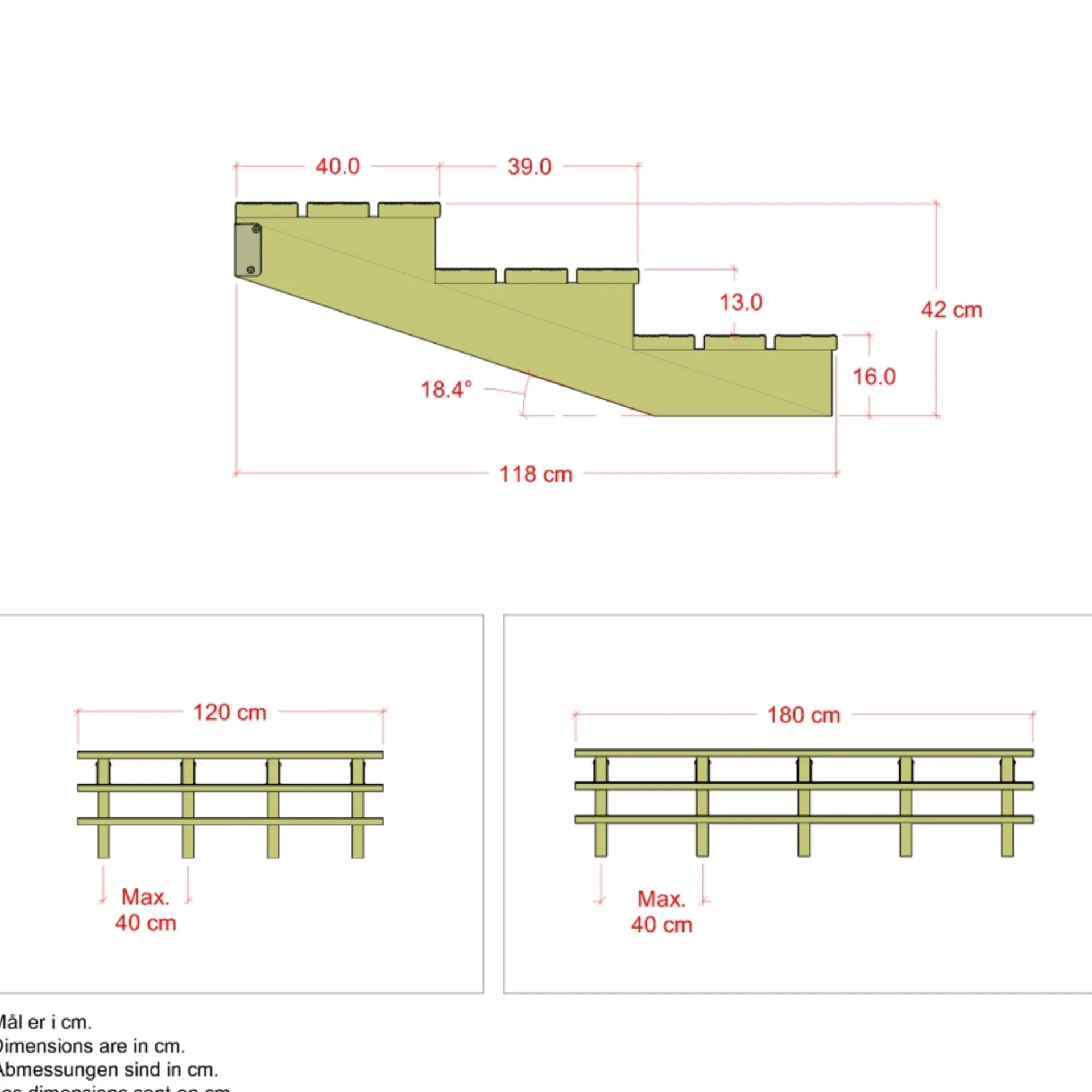 Discount Plus 3 TRIN TERRASSETRAPPE 1200 X 420 MM