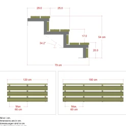 Clearance Plus 3 TRIN TERRASSETRAPPE 1200 X 540 MM
