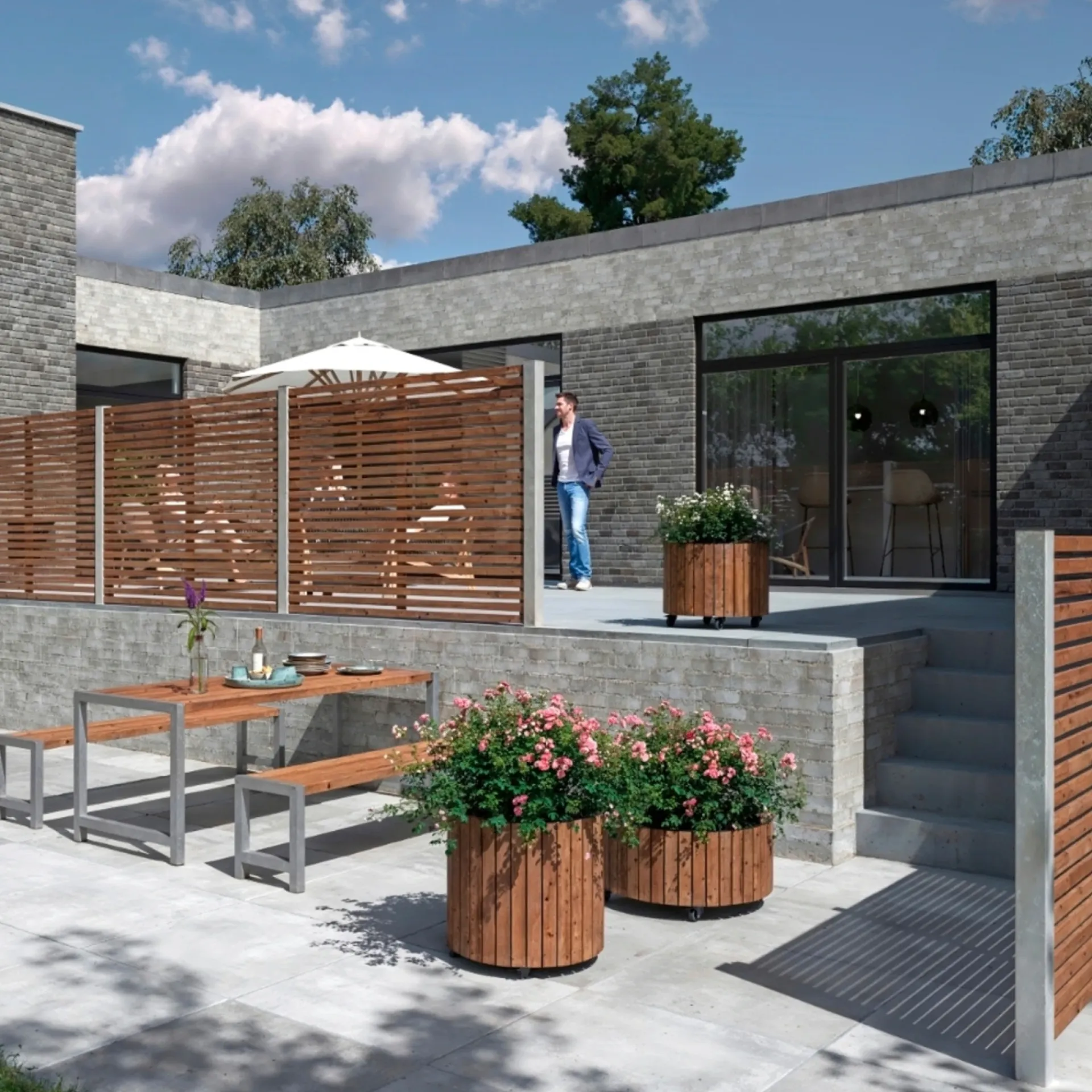 New Plus CIRCLE PLANTEKASSE GYLDENBRUN 35 X 70 X 70 CM