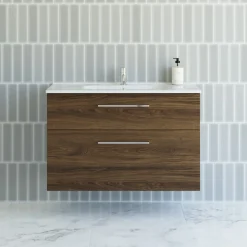 Sale Scanbad DELTA BADMØBEL BRUN EG MED METALSKUFFER 101 CM