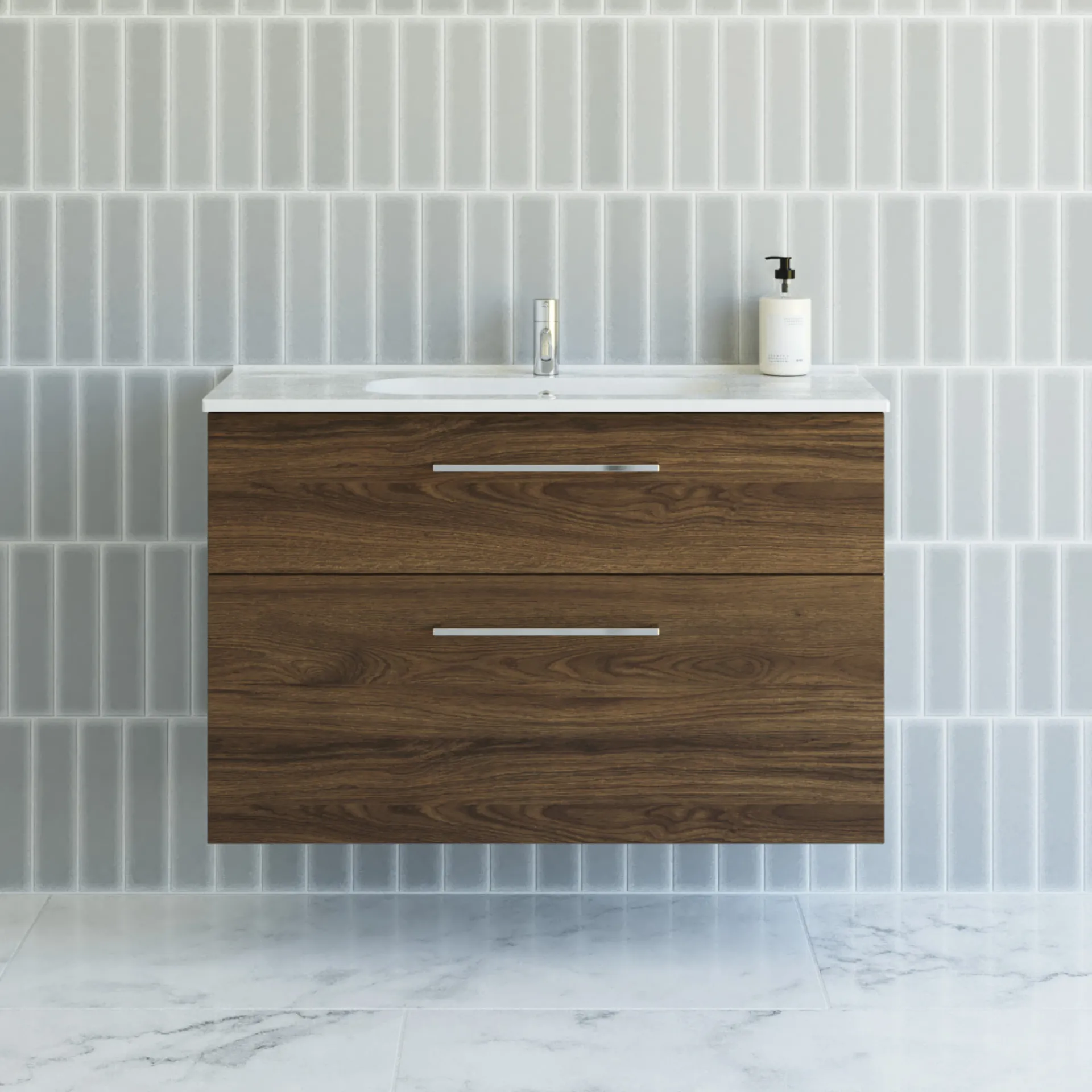 Sale Scanbad DELTA BADMØBEL BRUN EG MED METALSKUFFER 101 CM