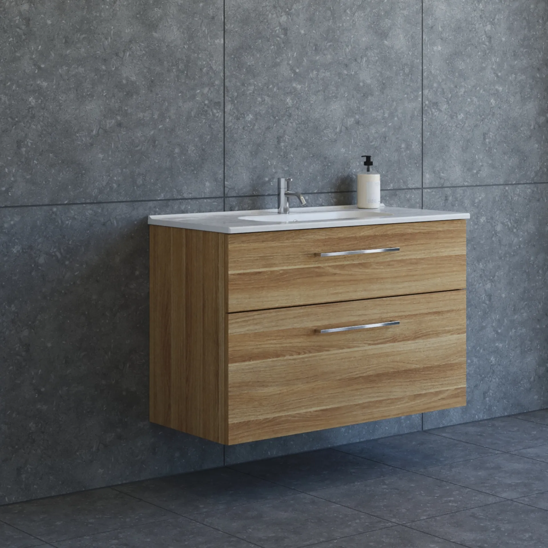 Outlet Scanbad DELTA KARAT BADMØBEL VARM EG 2 SKUFFER 101 CM