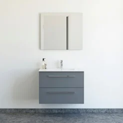 Scanbad DINA INKL. SELECT SPEJL BADMØBEL GRÅ MAT 2 SKUFFER 81 CM