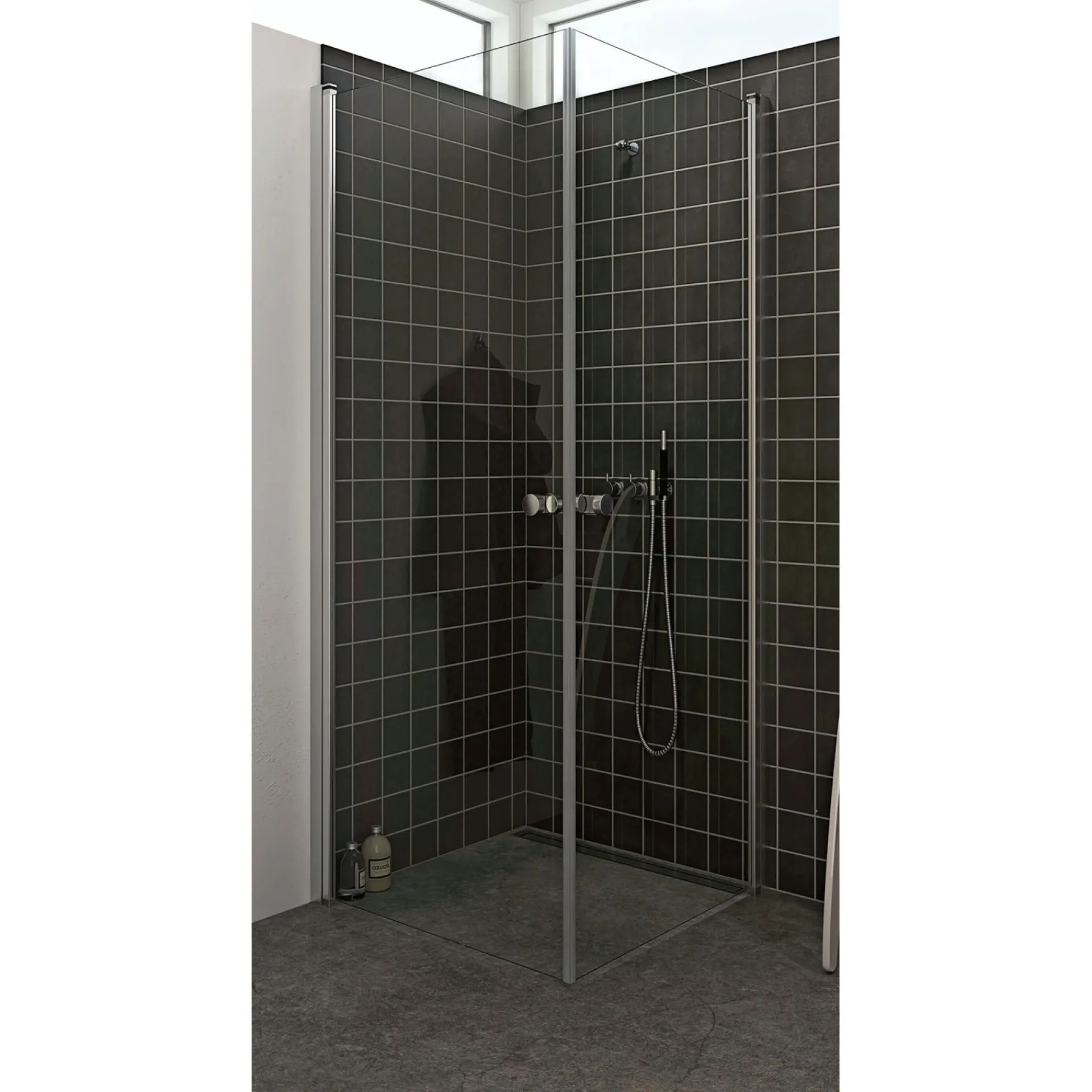 Sale Scanbad FLEXI MAT ALU PROFIL, 1 STK. BRUSEDØR KLAR GLAS 79 CM