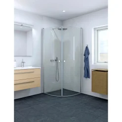 Outlet Scanbad FLEXI MAT ALU PROFIL, 1 STK. BRUSEDØR 84 CM KLART GLAS
