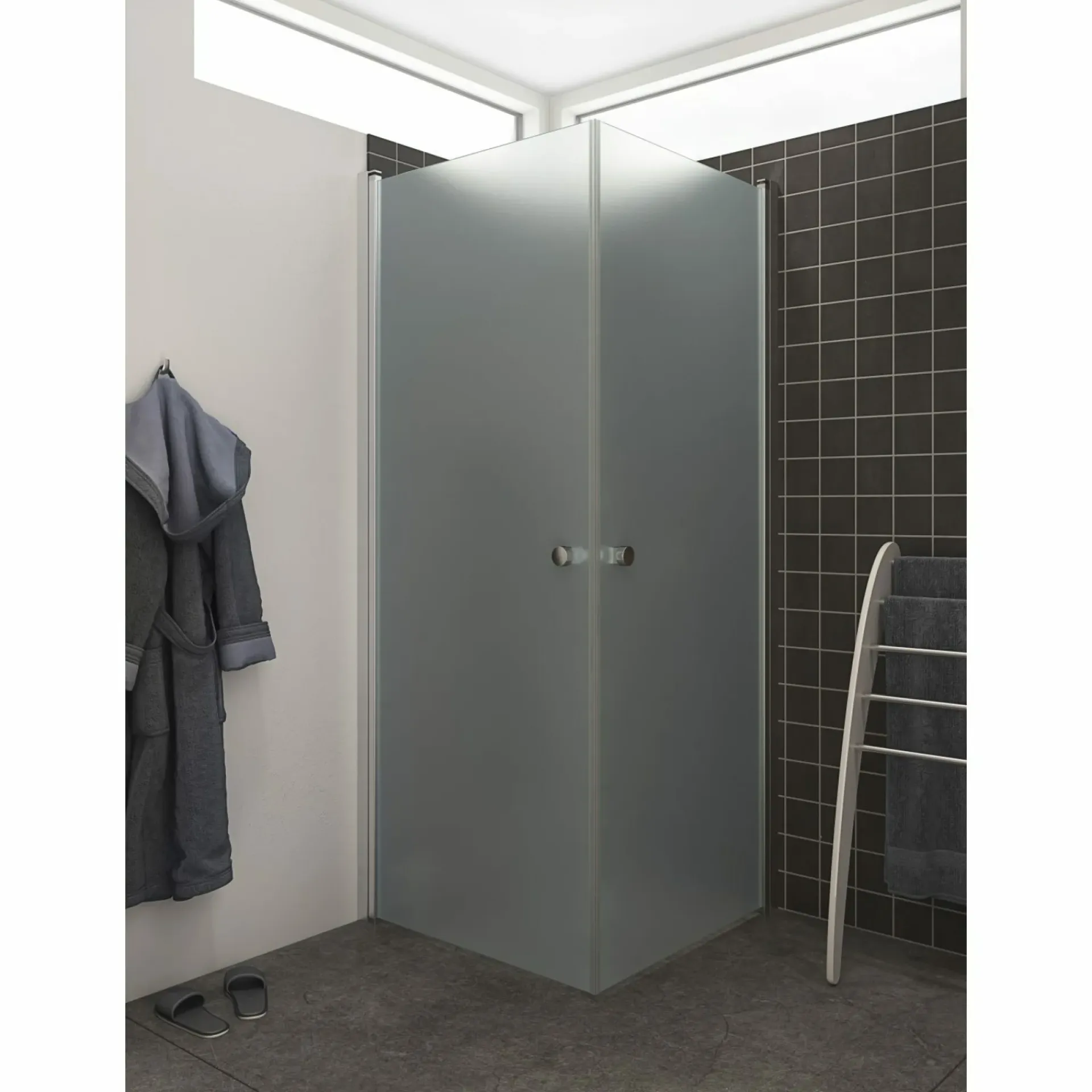 Sale Scanbad FLEXI MAT ALU PROFIL, 1 STK. BRUSEDØR 89 CM FROSTET GLAS