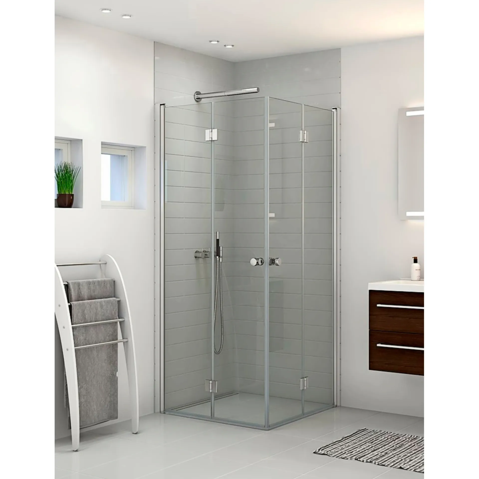 Scanbad FLEXI MAT ALU PROFIL, 1 STK. FOLDEDØR KLAR GLAS 99 CM