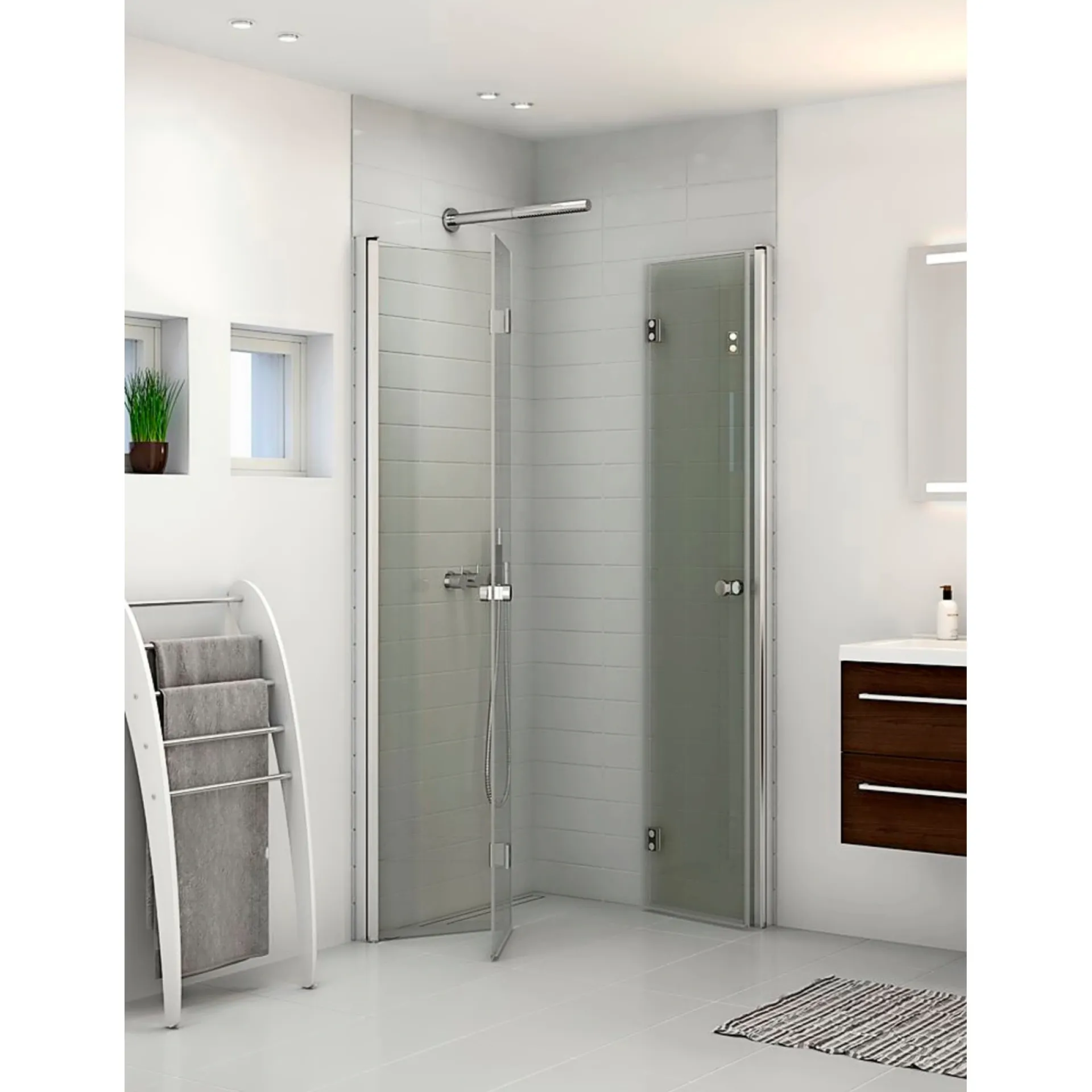 Scanbad FLEXI MAT ALU PROFIL, 1 STK. FOLDEDØR KLAR GLAS 99 CM