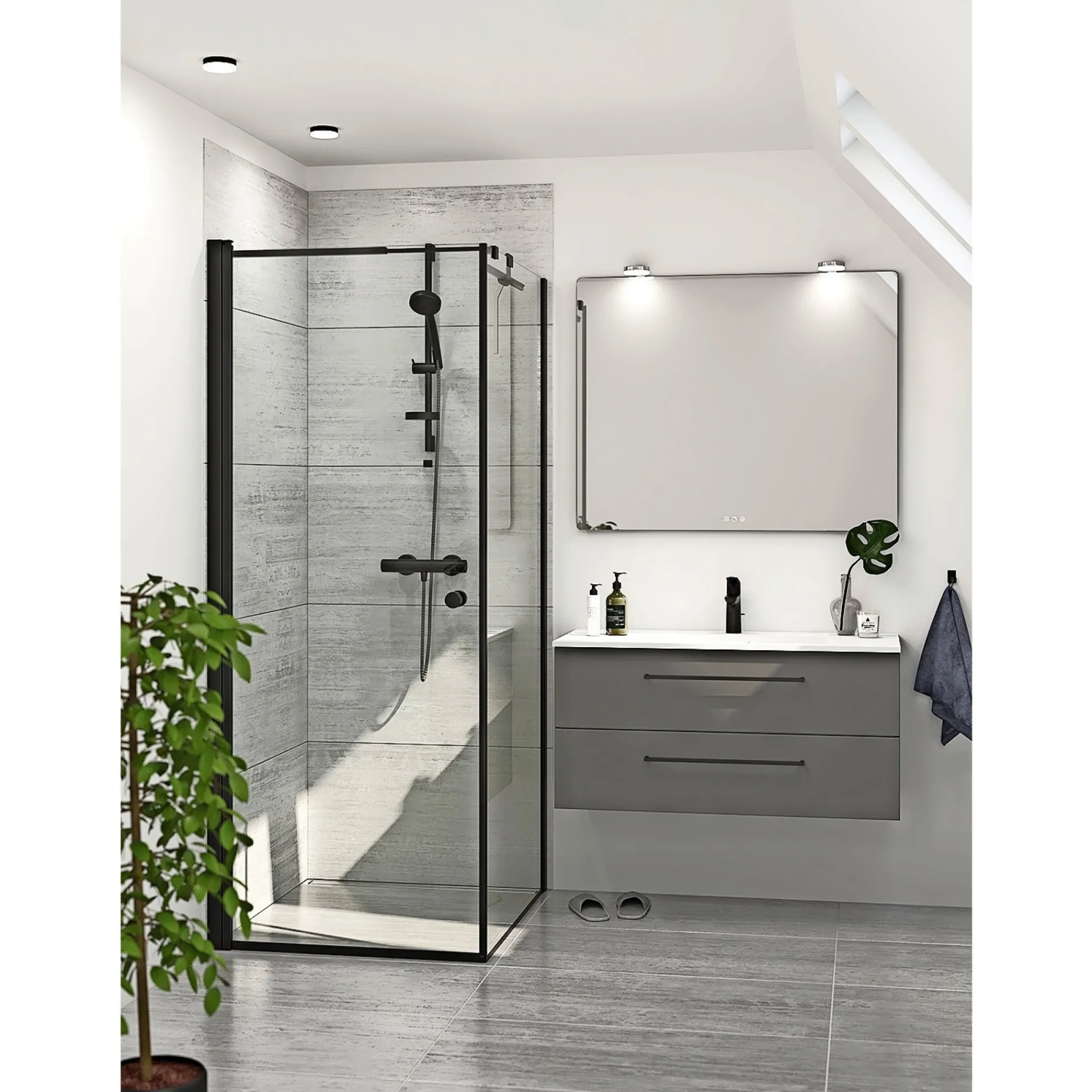 Clearance Scanbad FLEXI SORT PROFIL, 1 STK. BRUSEDØR KLAR GLAS 79 CM