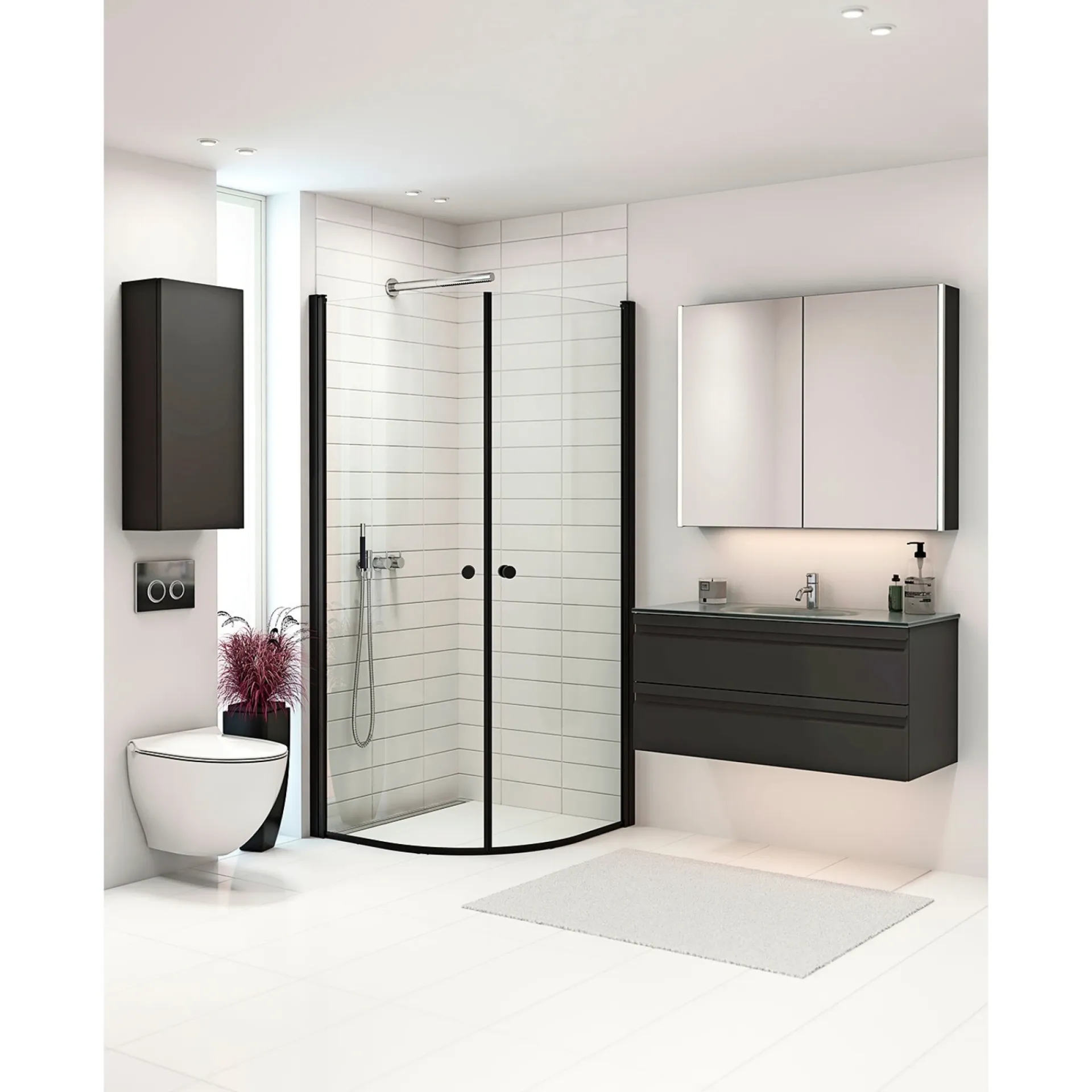 Clearance Scanbad FLEXI SORT PROFIL, 1 STK. BRUSEDØR 74 CM KLART GLAS