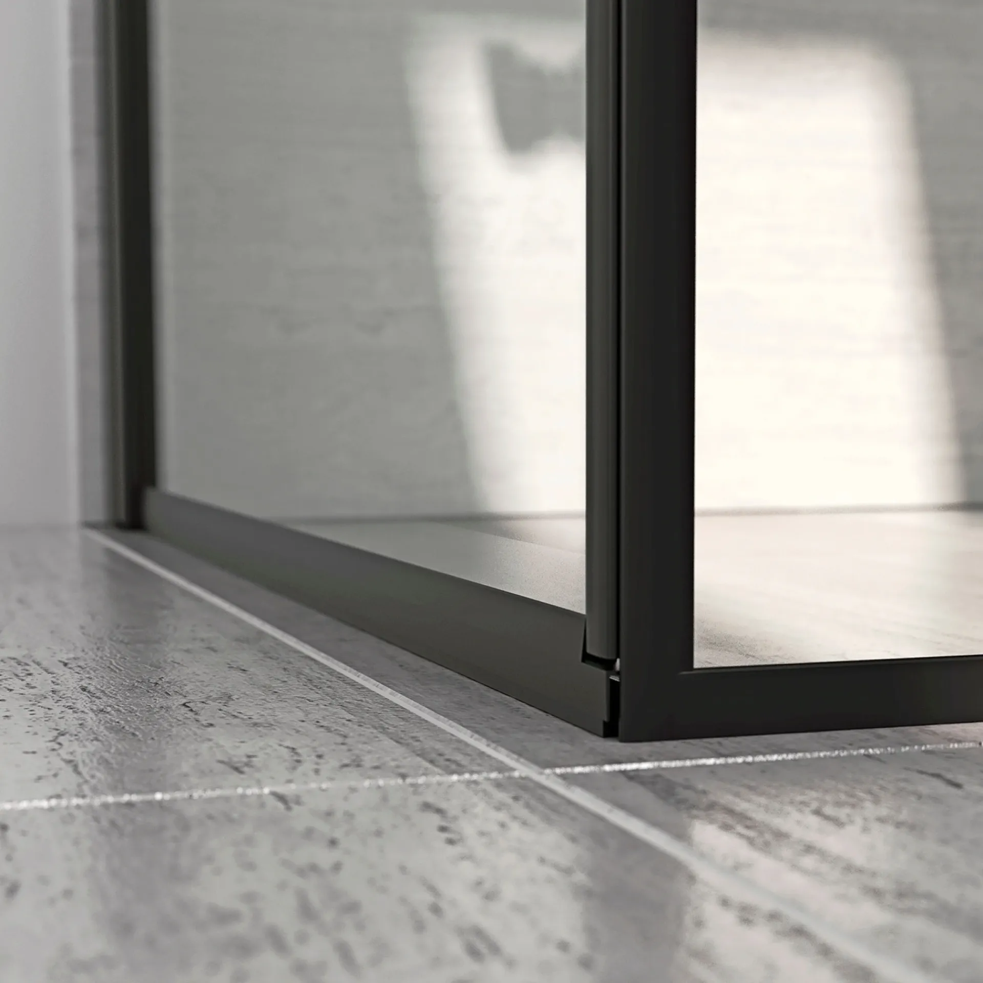 Clearance Scanbad FLEXI SORT PROFIL, 1 STK. BRUSEDØR 74 CM KLART GLAS