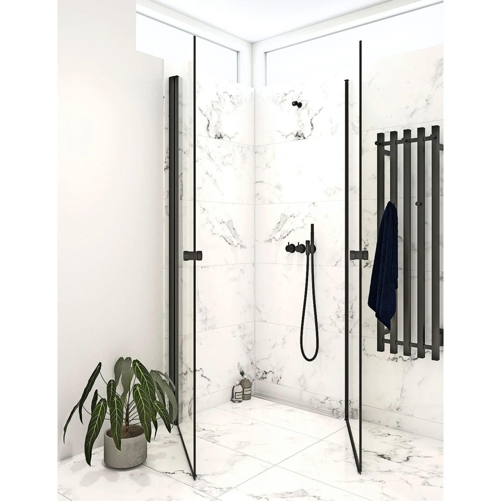 Clearance Scanbad FLEXI SORT PROFIL, 1 STK. BRUSEDØR KLAR GLAS 89 CM