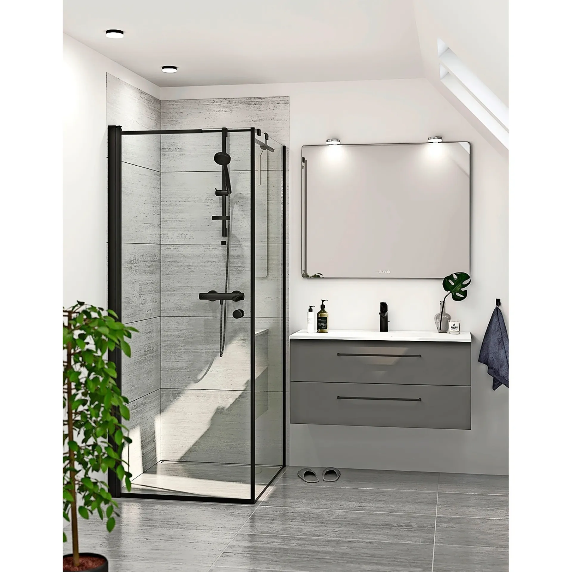 Clearance Scanbad FLEXI SORT PROFIL, 1 STK. BRUSEDØR KLAR GLAS 89 CM