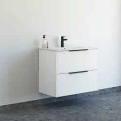 Online Scanbad NOW GLAT BADMØBEL HVID MAT 2 SKUFFER 81 CM