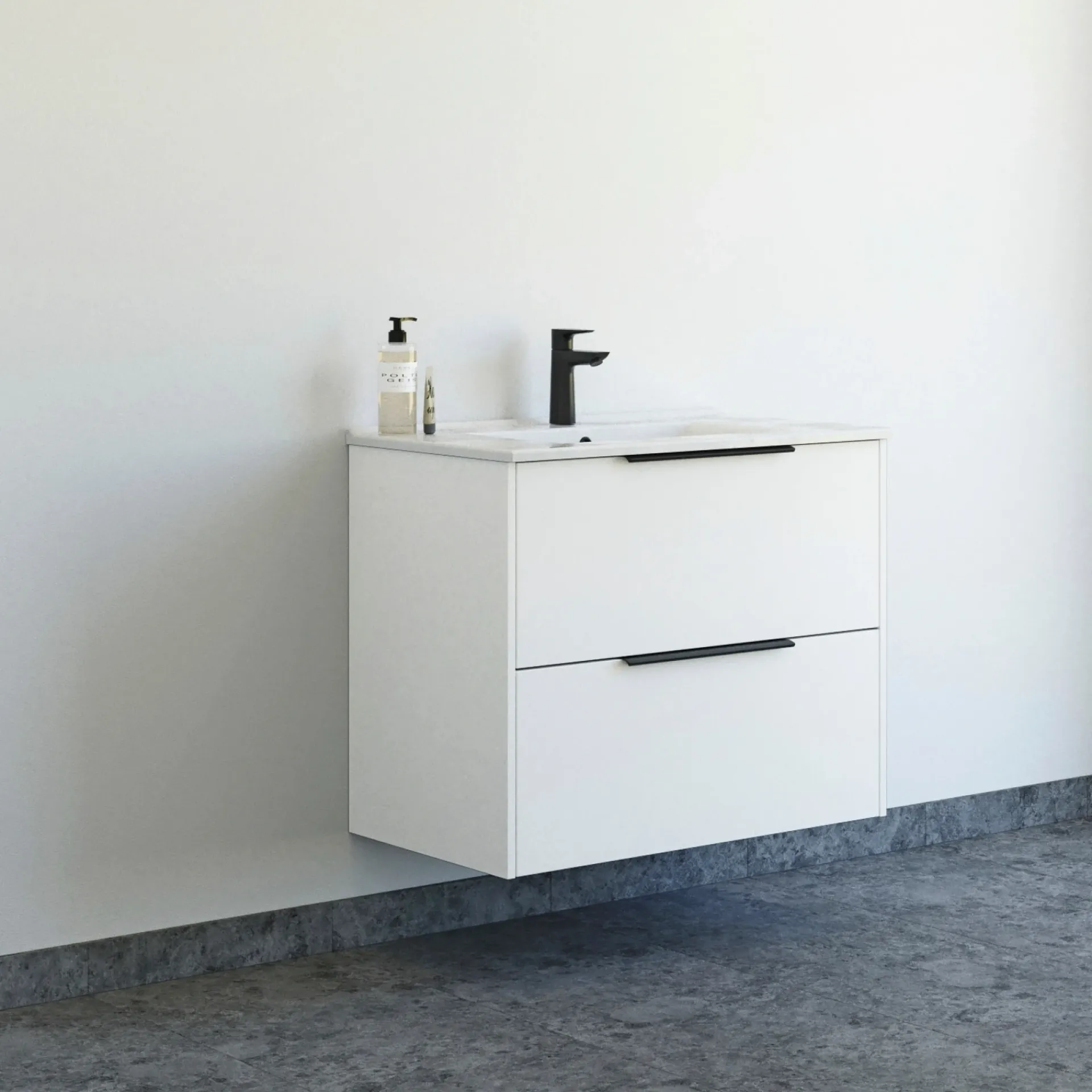 Online Scanbad NOW GLAT BADMØBEL HVID MAT 2 SKUFFER 81 CM