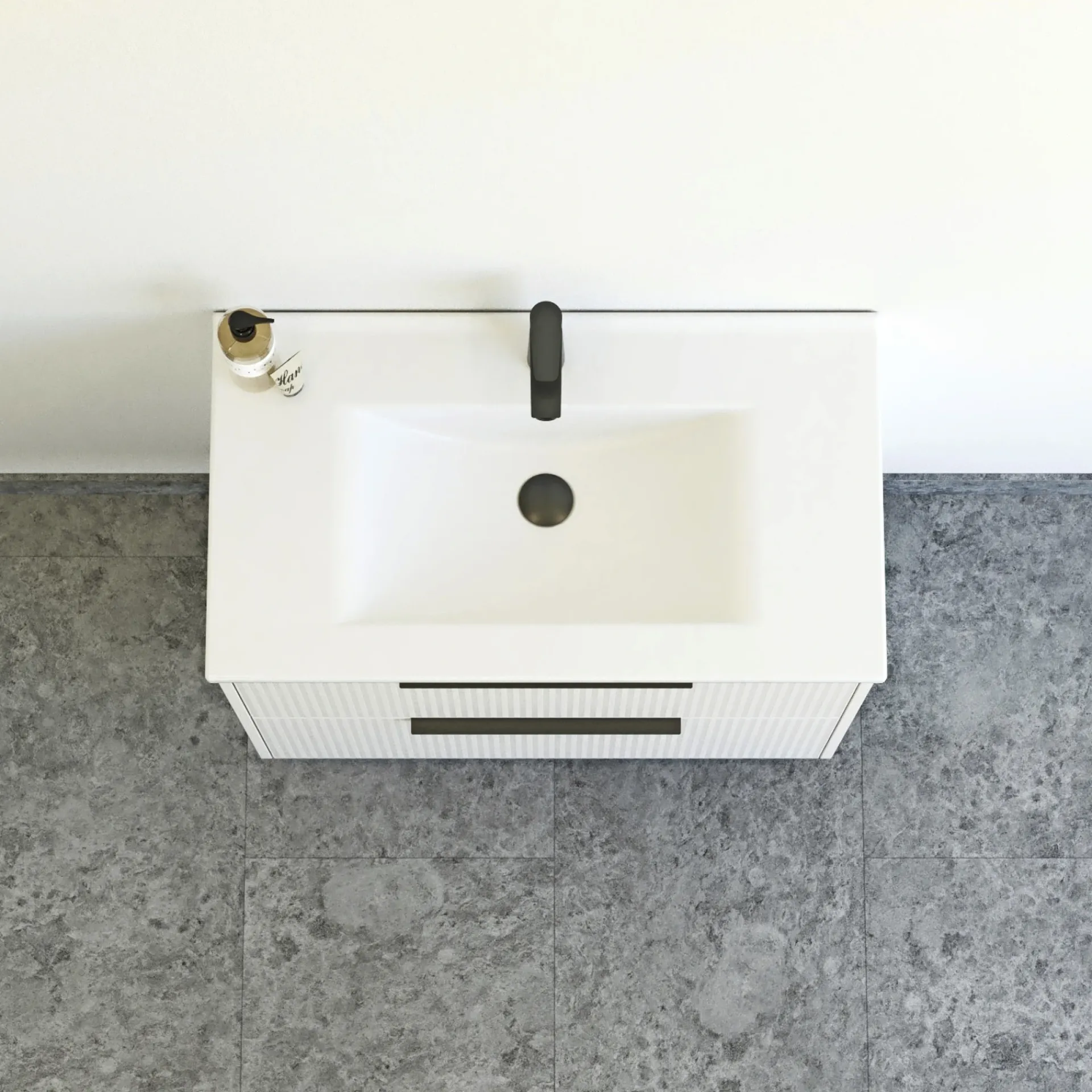 Outlet Scanbad NOW STRIBET BADMØBEL MAT SAND 2 SKUFFER 81 CM