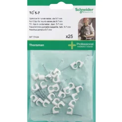 Best Schneider Electric THORSMAN RUND Ø5-7 HVID 25 STK LEDNINGCLIPS