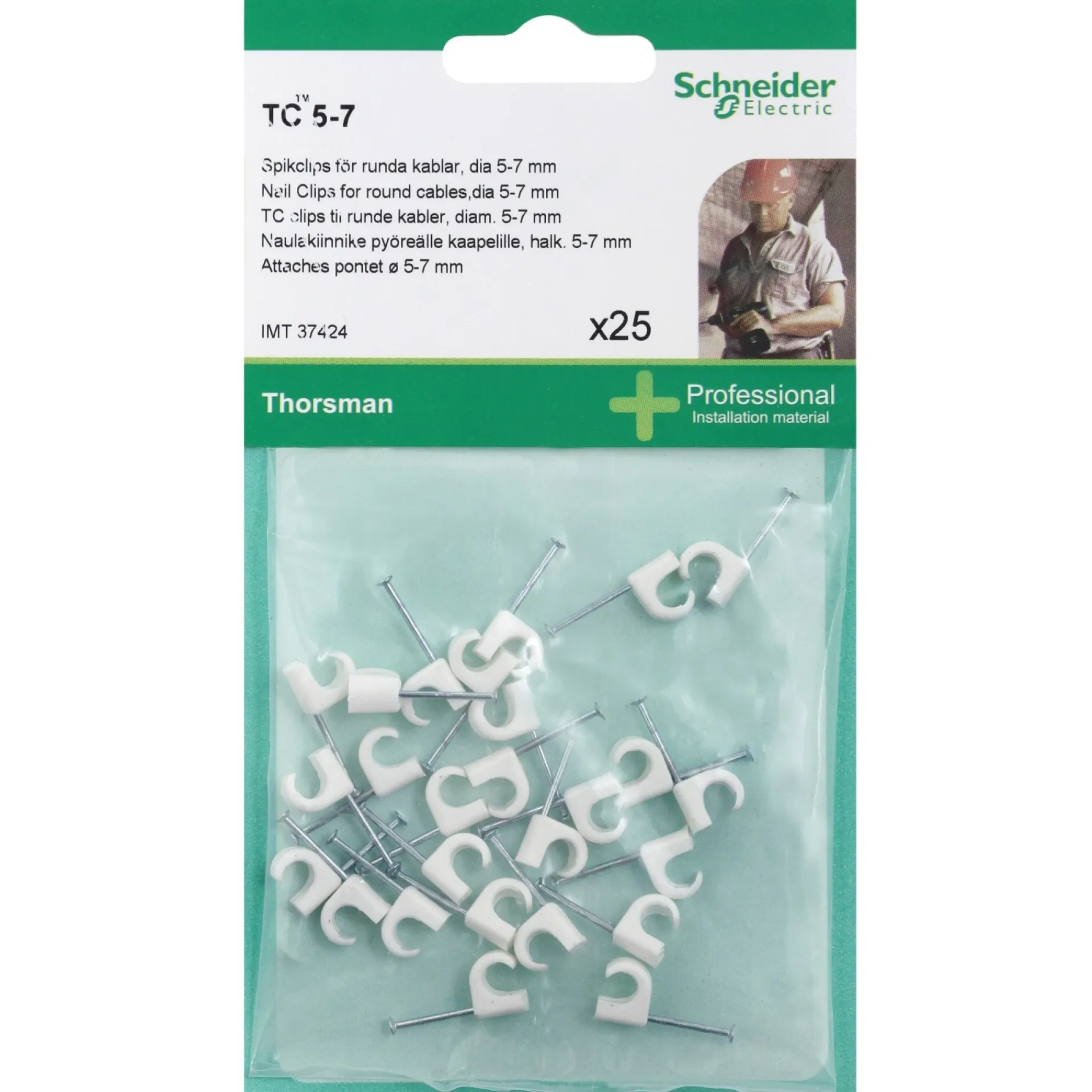 Best Schneider Electric THORSMAN RUND Ø5-7 HVID 25 STK LEDNINGCLIPS