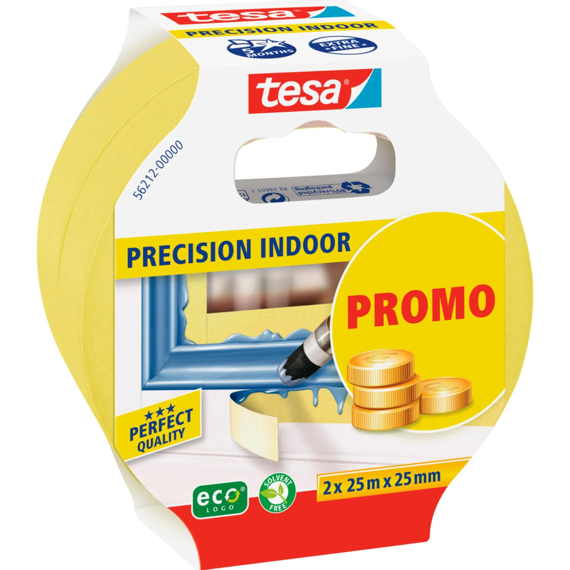 Best Tesa PRECISION INDOOR 2-PACK AFDÆKNINGSTAPE 25 M X 25 MM GUL