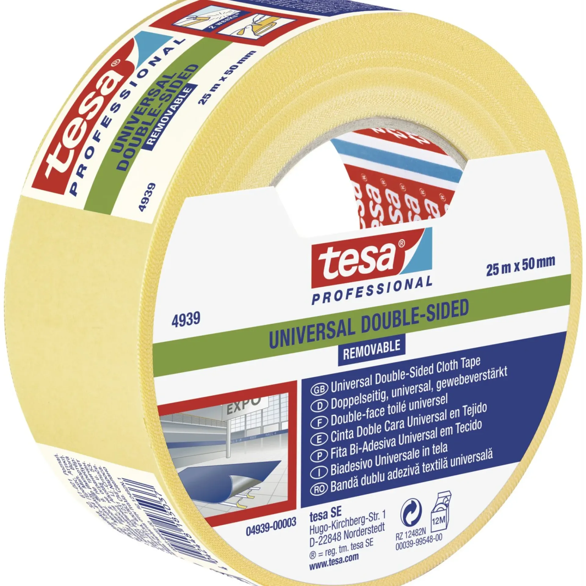 Online Tesa PROFESSIONAL 4839 UNIVERSAL DOBBELTKLÆBENDE TAPE 25 M X 50 MM HVID