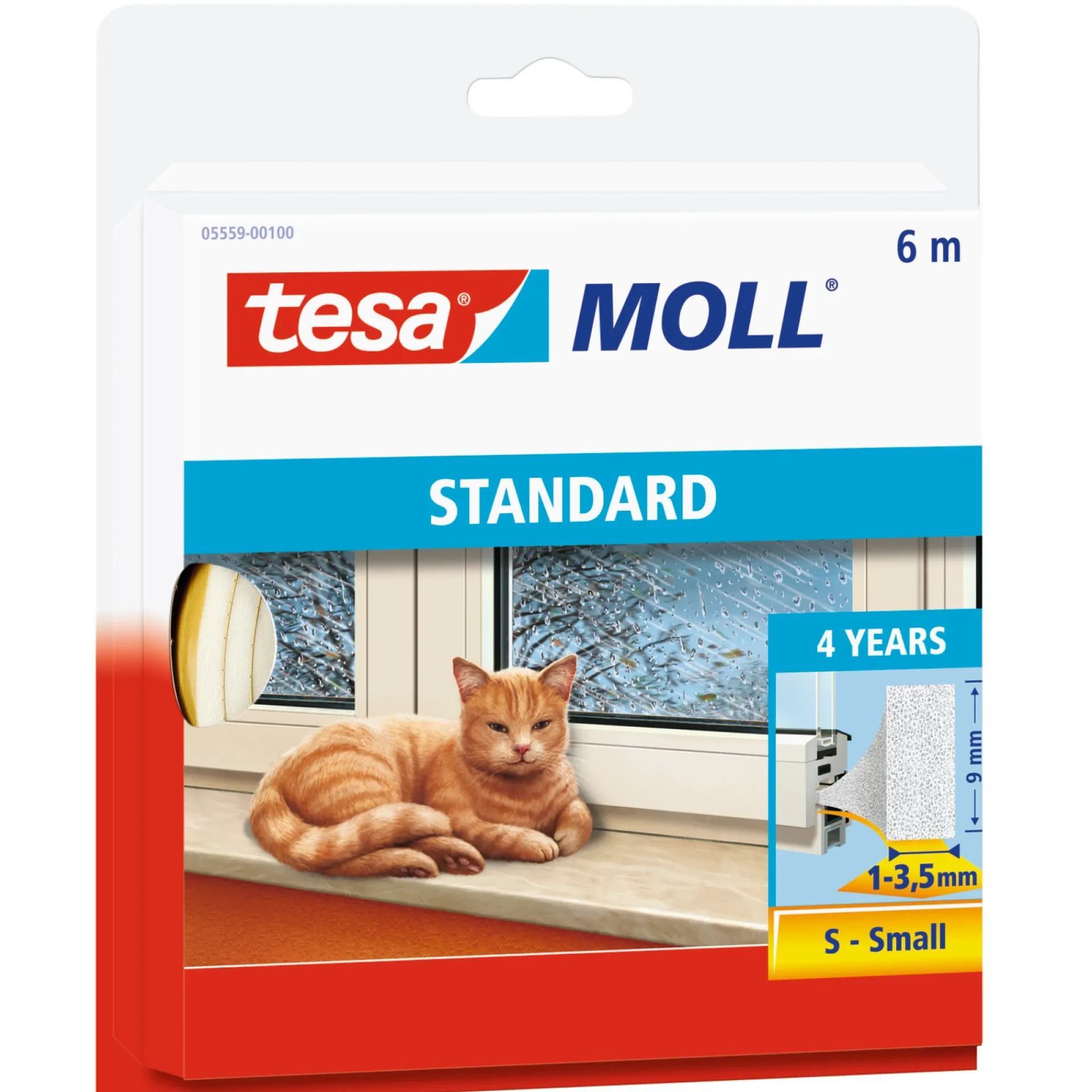 New Tesa MOLL I-PROFIL TÆTNINGSLISTE 6 M X 9 MM X 4 MM HVID