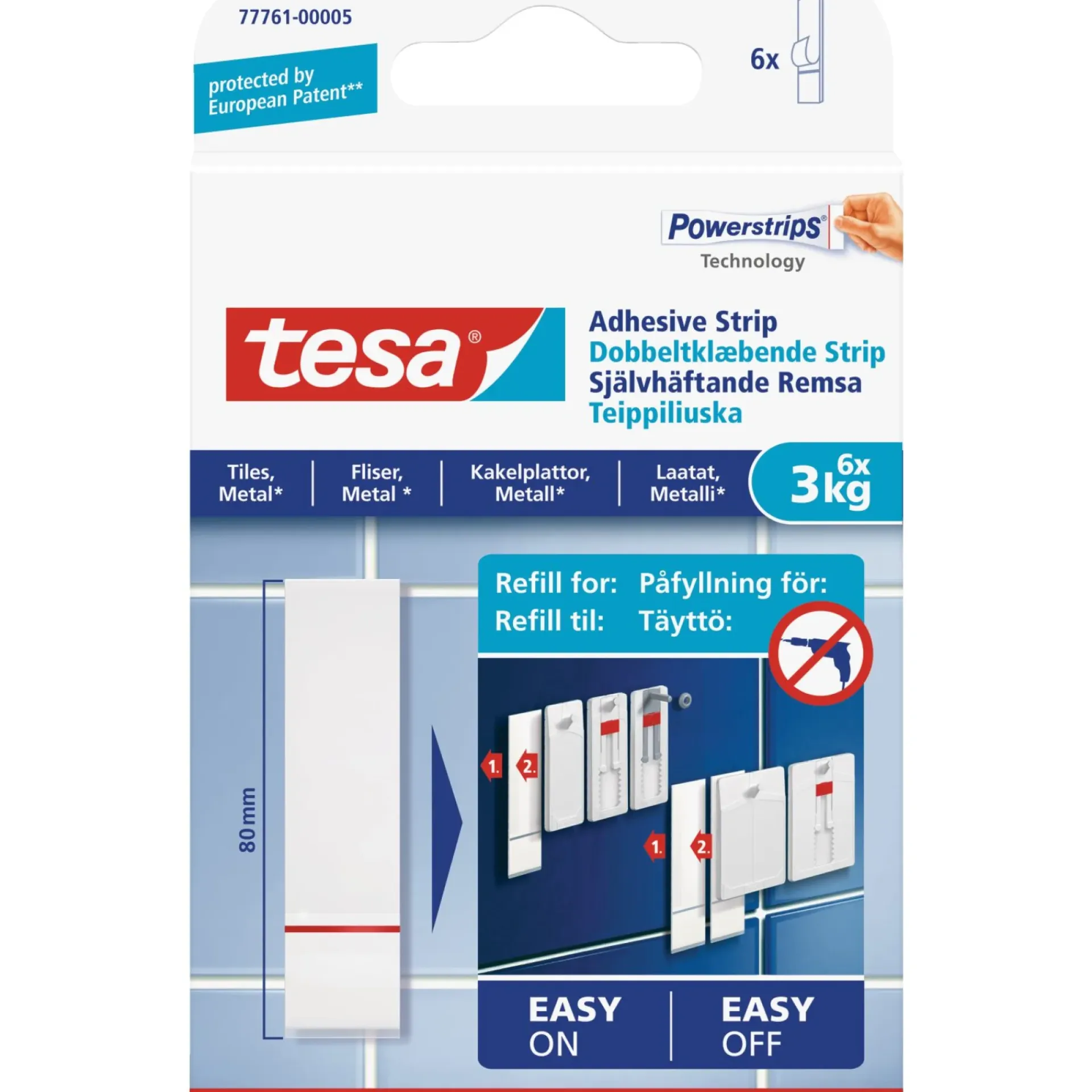 Online Tesa TIL GLATTE OVERFLADER DOBBELTKLÆBENDE STRIPS 3 KG 6 STK