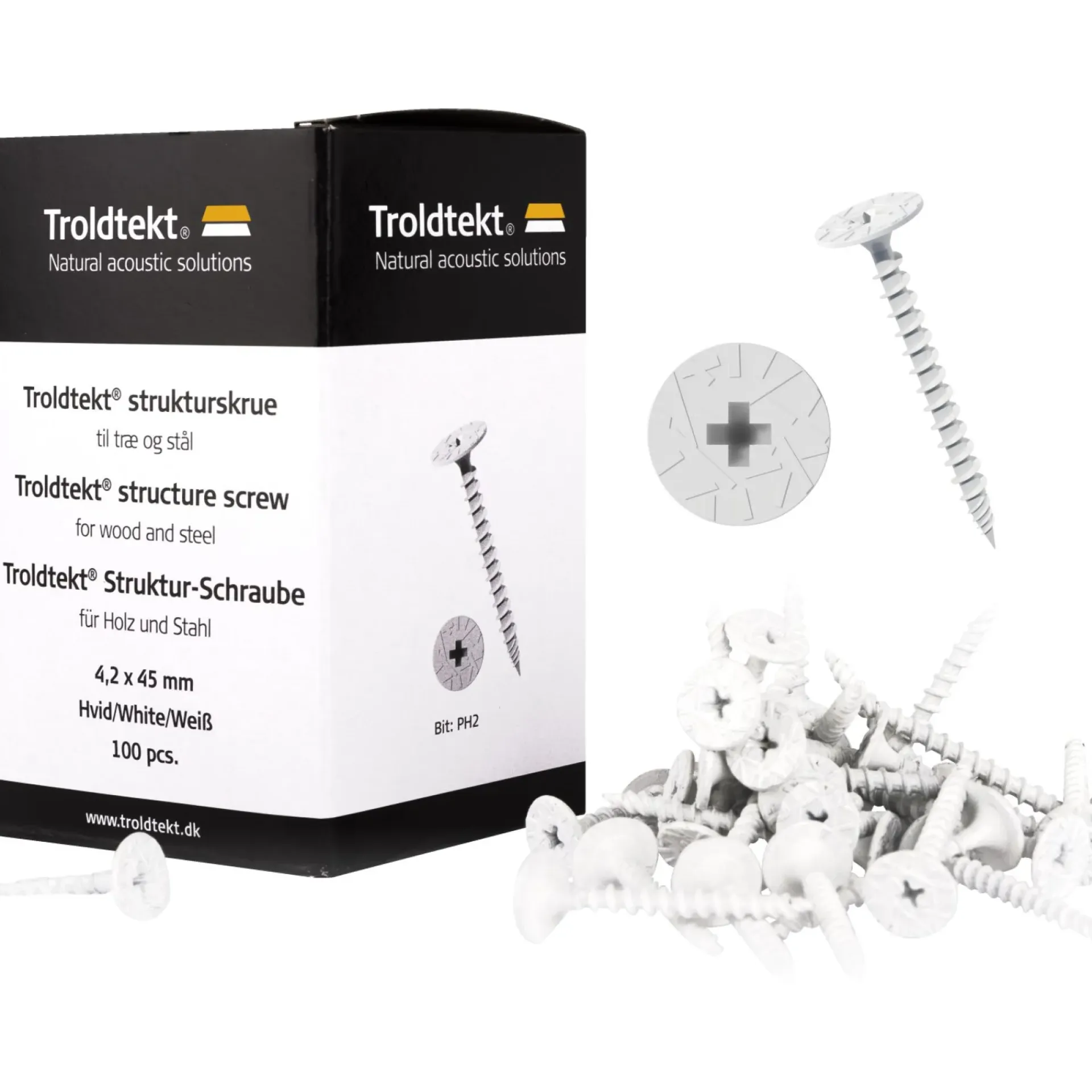 New Troldtekt STRUKTURSKRUE HVID 4,2X45 MM