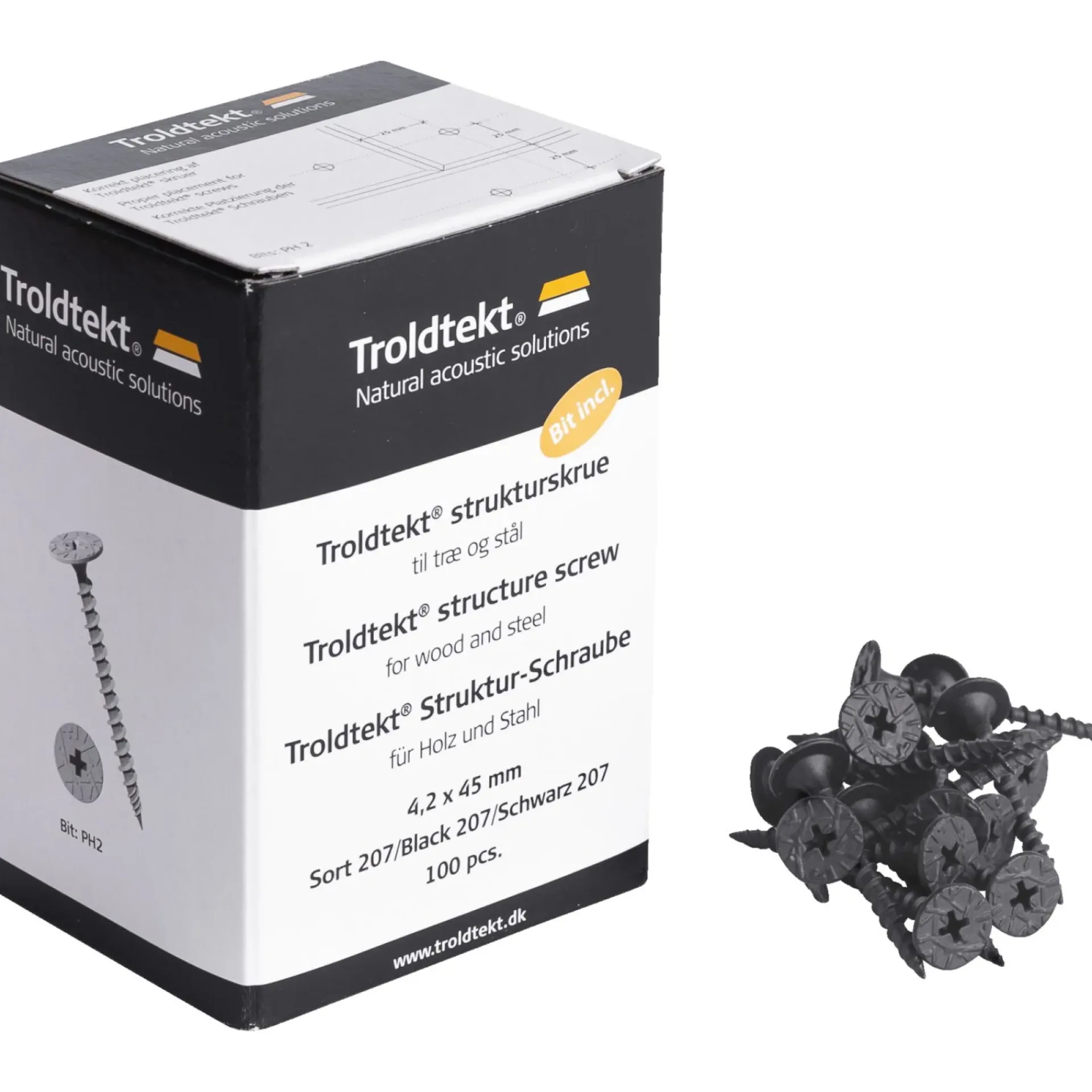 New Troldtekt STRUKTURSKRUE SORT 4,2X45 MM