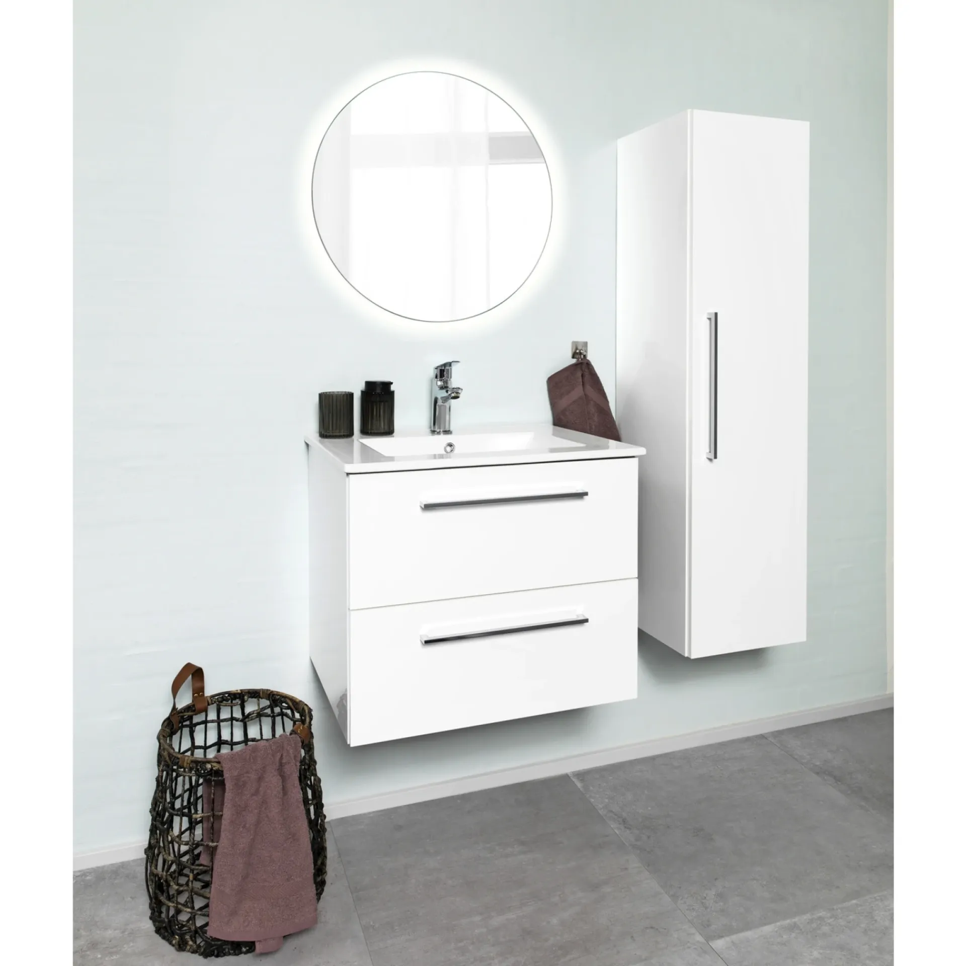 Outlet VASSO HØJSKAB HVID MAT EN ENKELT LÅGE MED 2 HYLDER I SPONPLADER OG MDF 32,5 CM