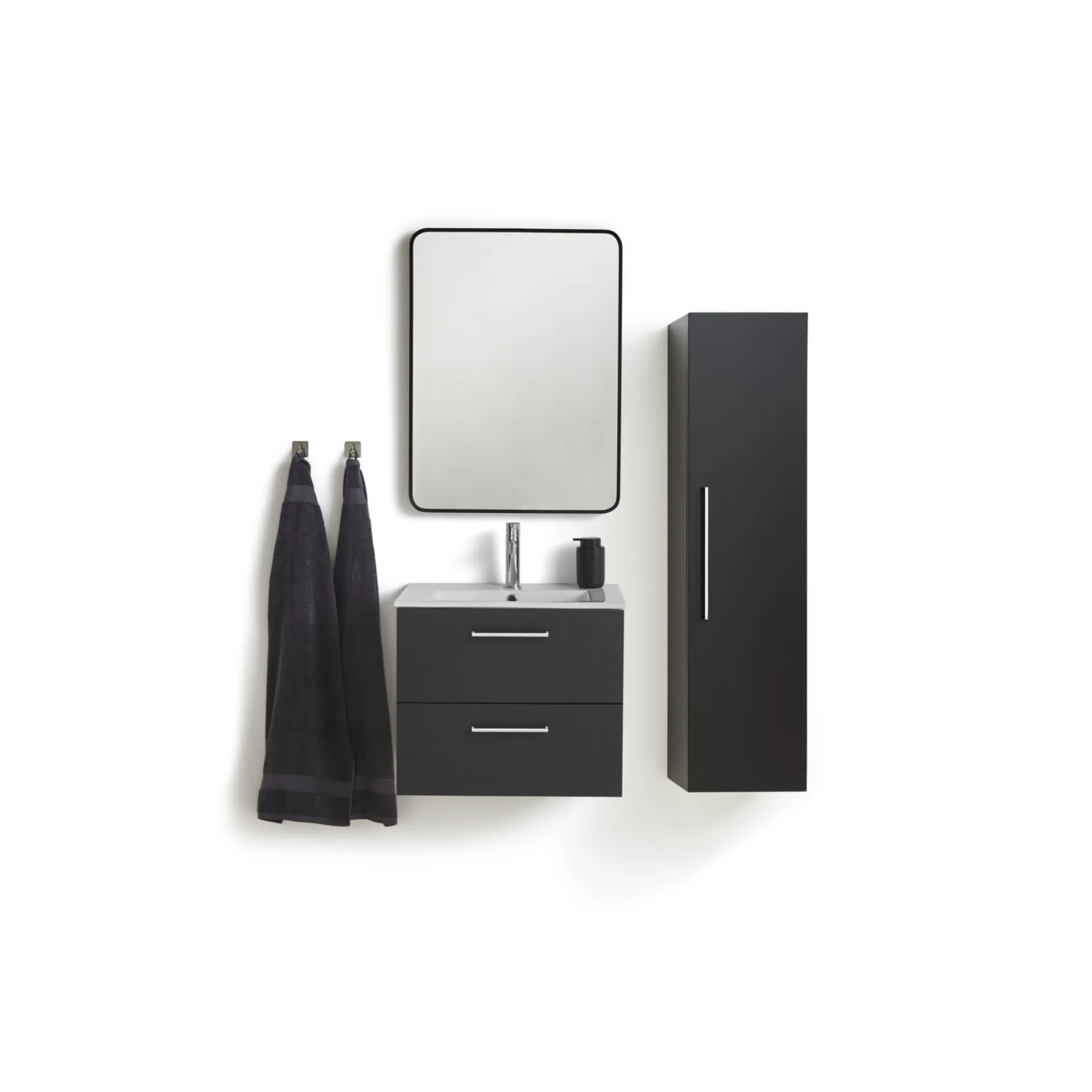 Discount VASSO MILANO SOFTCLOSE BADMØBEL SORT 2 SKUFFER 60 CM
