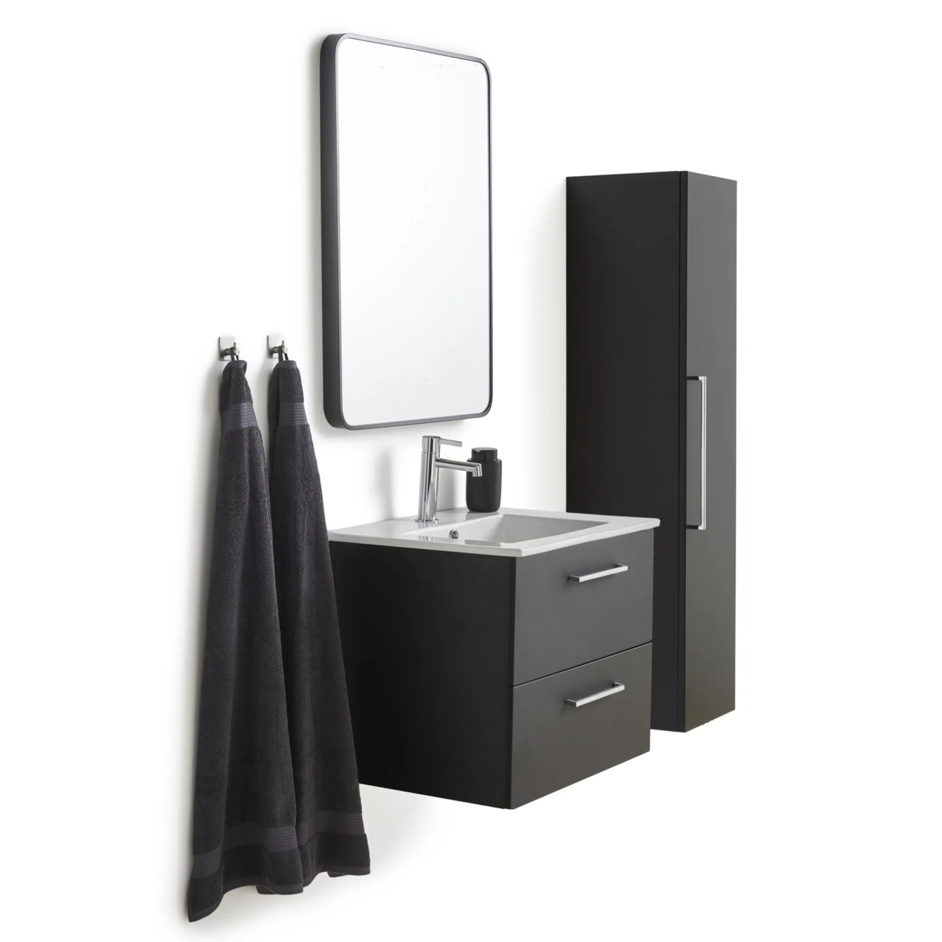 Discount VASSO MILANO SOFTCLOSE BADMØBEL SORT 2 SKUFFER 60 CM