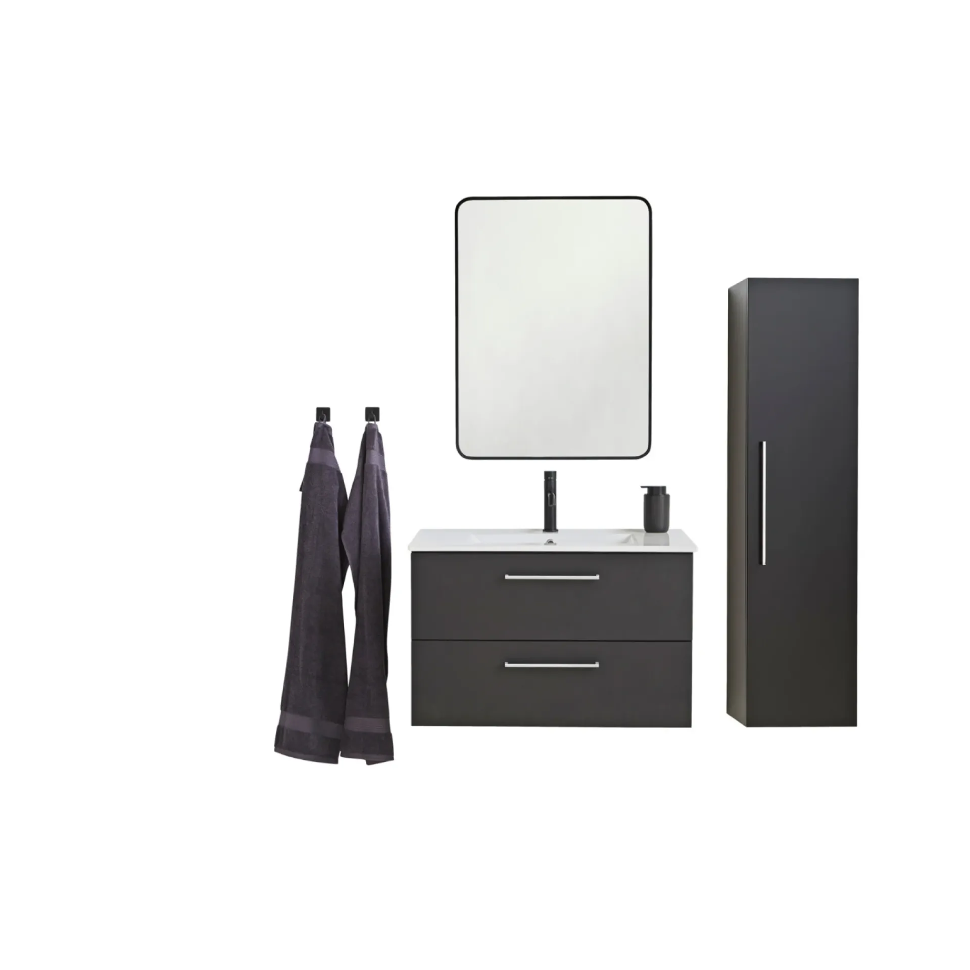 Discount VASSO MILANO SOFTCLOSE BADMØBEL SORT 2 SKUFFER 80 CM