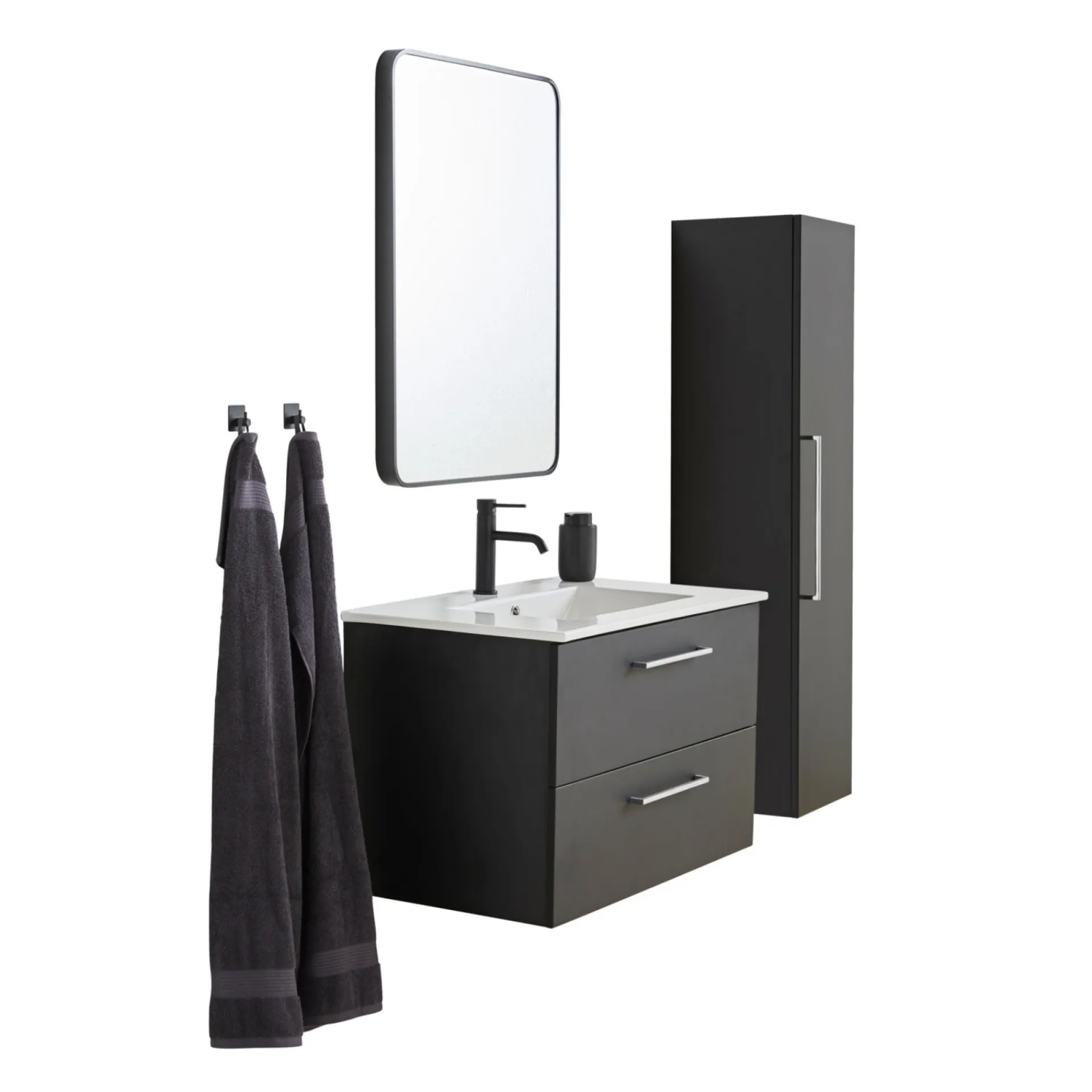 Discount VASSO MILANO SOFTCLOSE BADMØBEL SORT 2 SKUFFER 80 CM