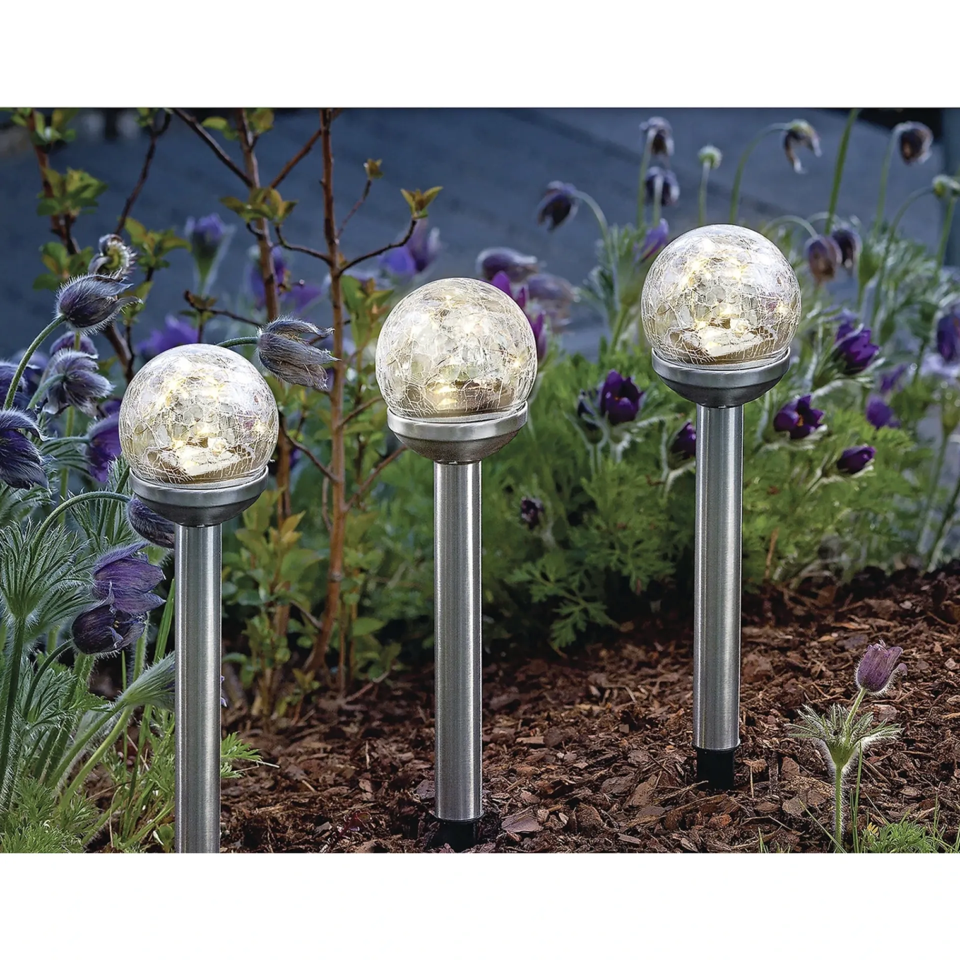 Veli Line 3-PAK BEDLAMPE SOLCELLE LAMPE STÅL 36 CM