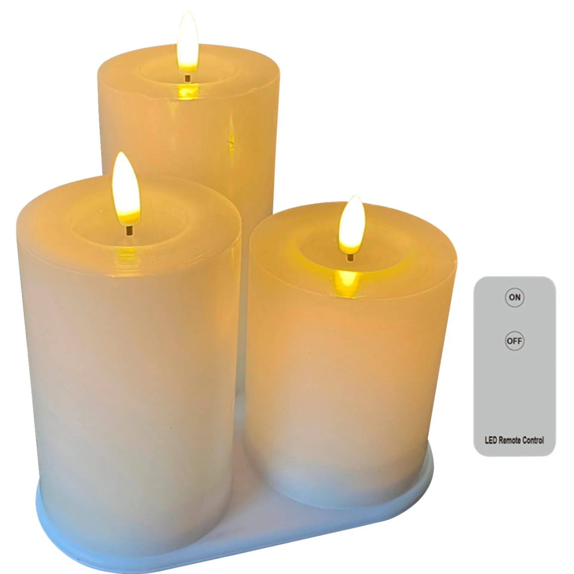 Outlet Veli Line 3-PAK HVIDE Ø7,5X10+12,5+15 CM GENOPLADELIGE LED BLOKLYS