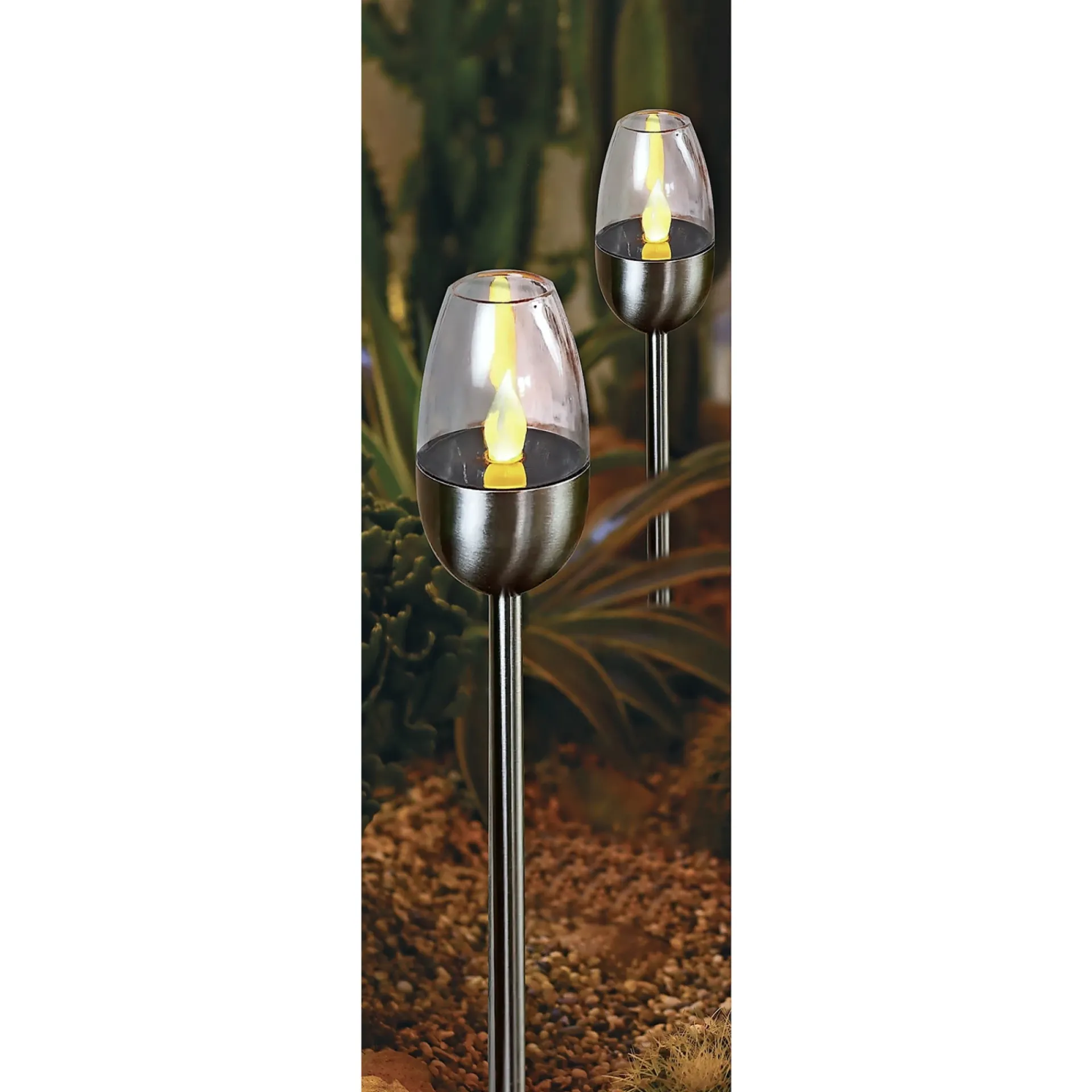 Outlet Veli Line 2-PAK SOLCELLE FAKKEL STÅL 38 CM