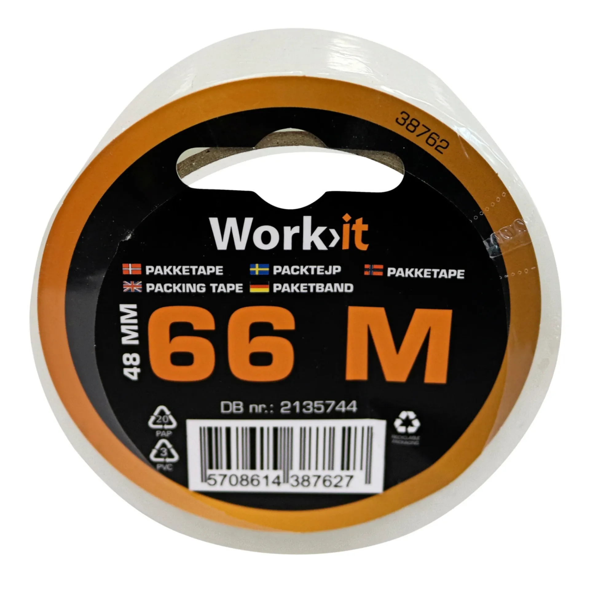 Online Work>it PAKKE TAPE 48 MM SØLV/SORT